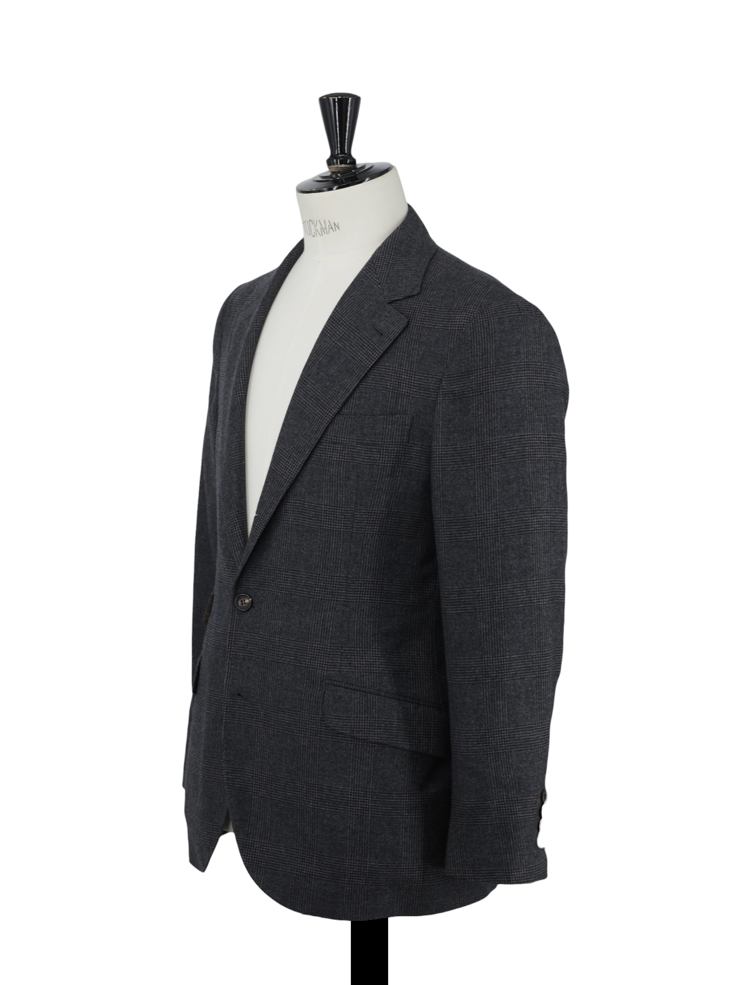 Brunello Cucinelli Grey & Brown Cashmere & Silk Checkered Jacket