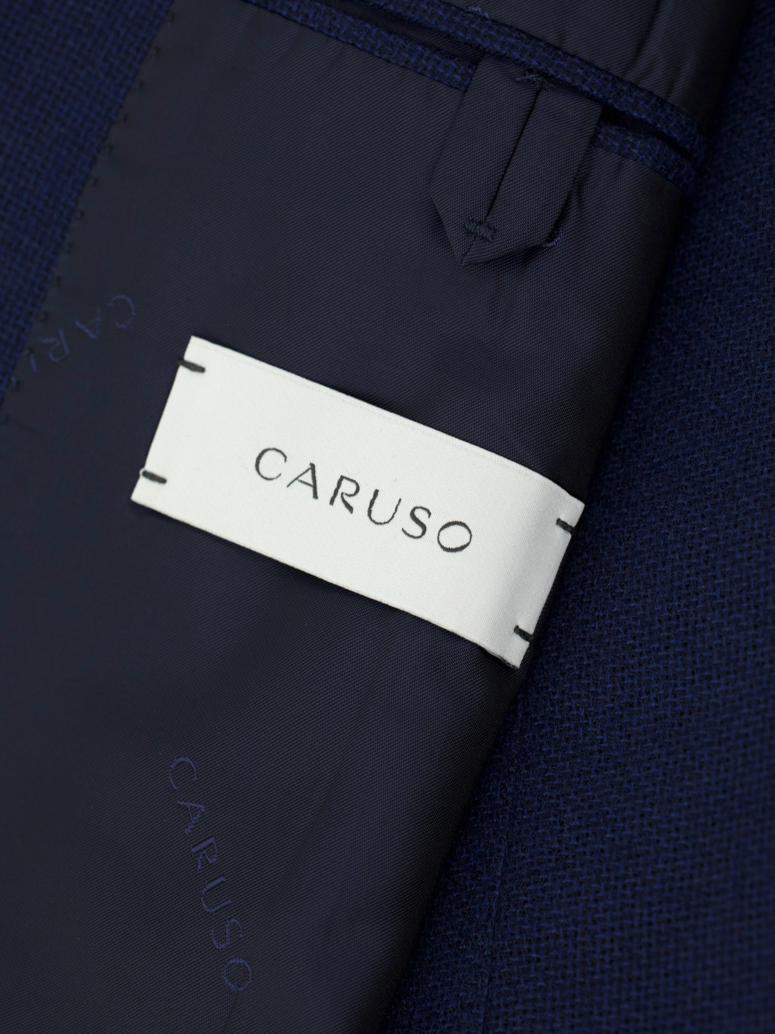 Caruso Marine Blue Cashmere & Silk Micro-Pattern Aida Jacket