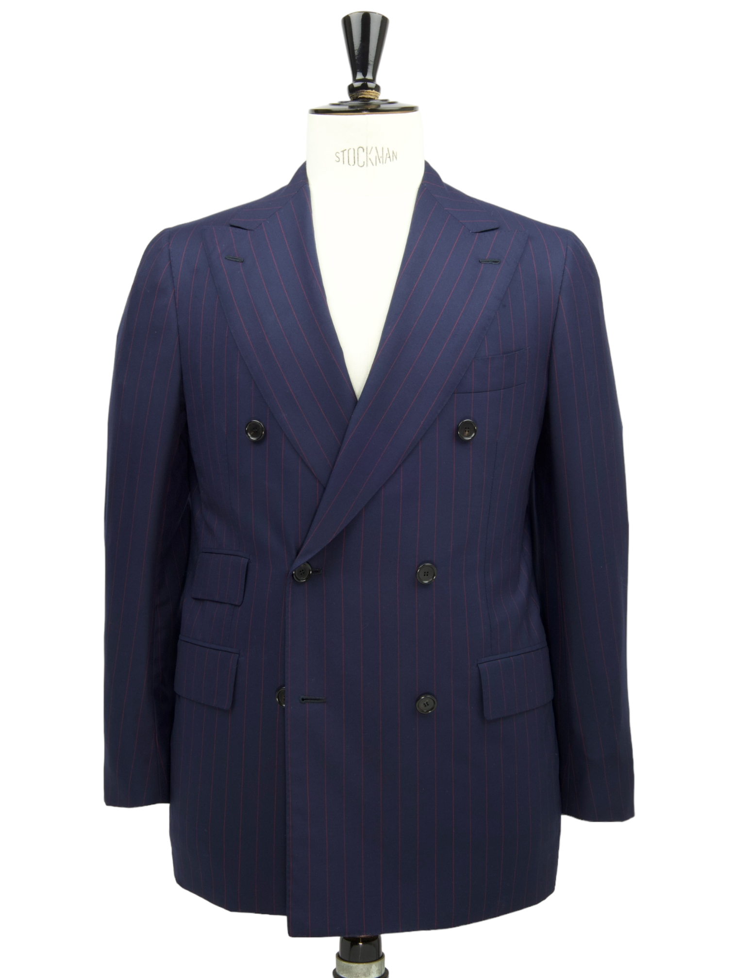 Cesare Attolini Blue & Red Double Breasted Super 200's Pinstripe Suit