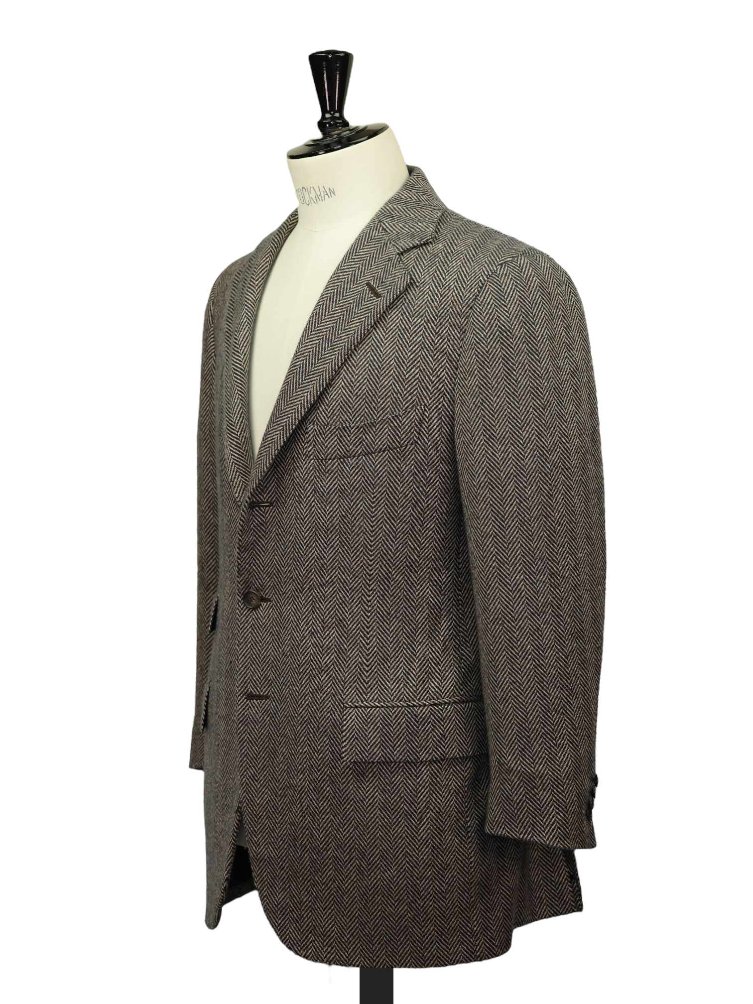 Cesare Attolini Brown & Navy Pure-Cashmere Herringbone Jacket