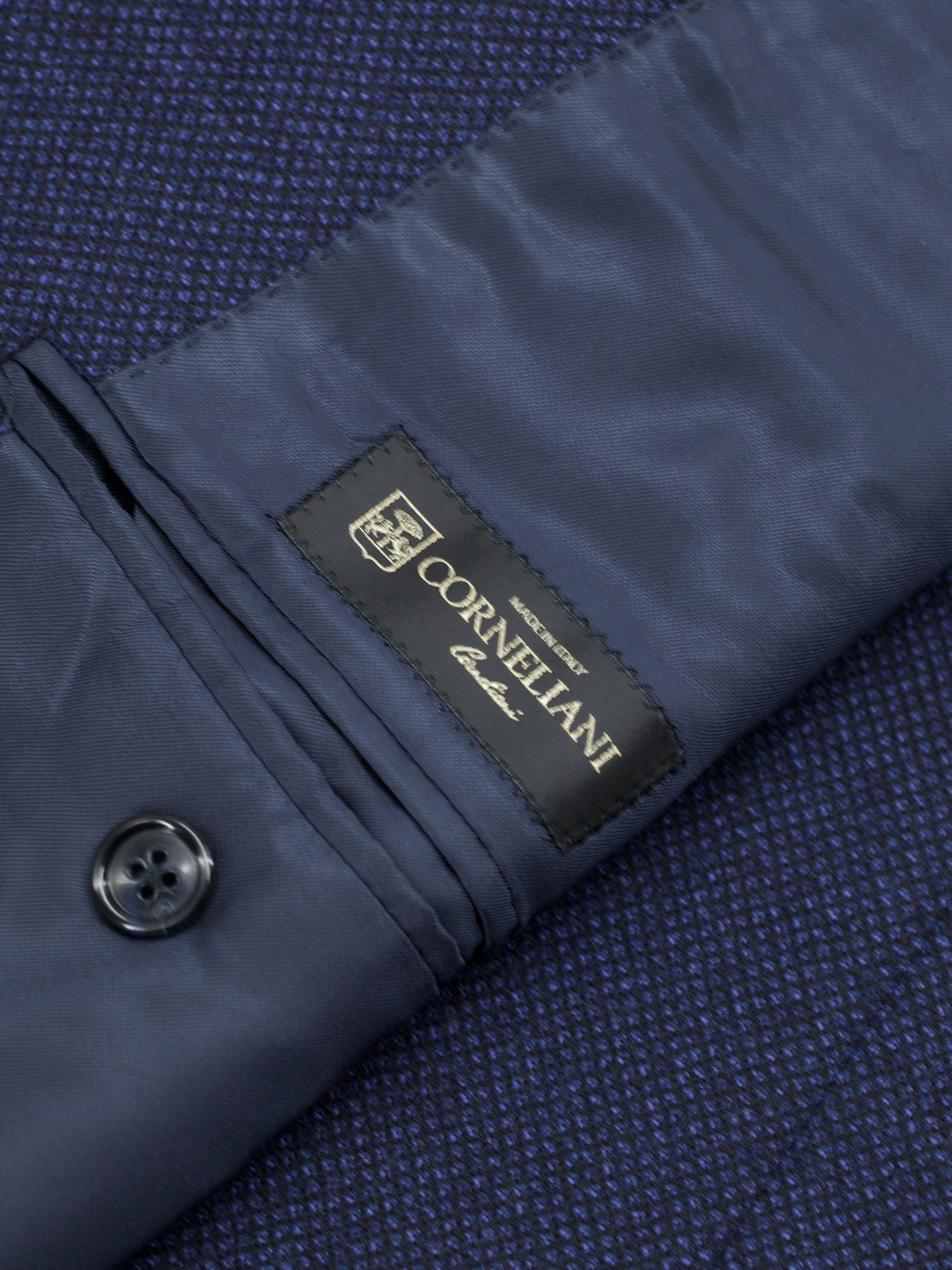 Corneliani Dark Blue Virgin-Wool Micro-Pattern Academy Jacket