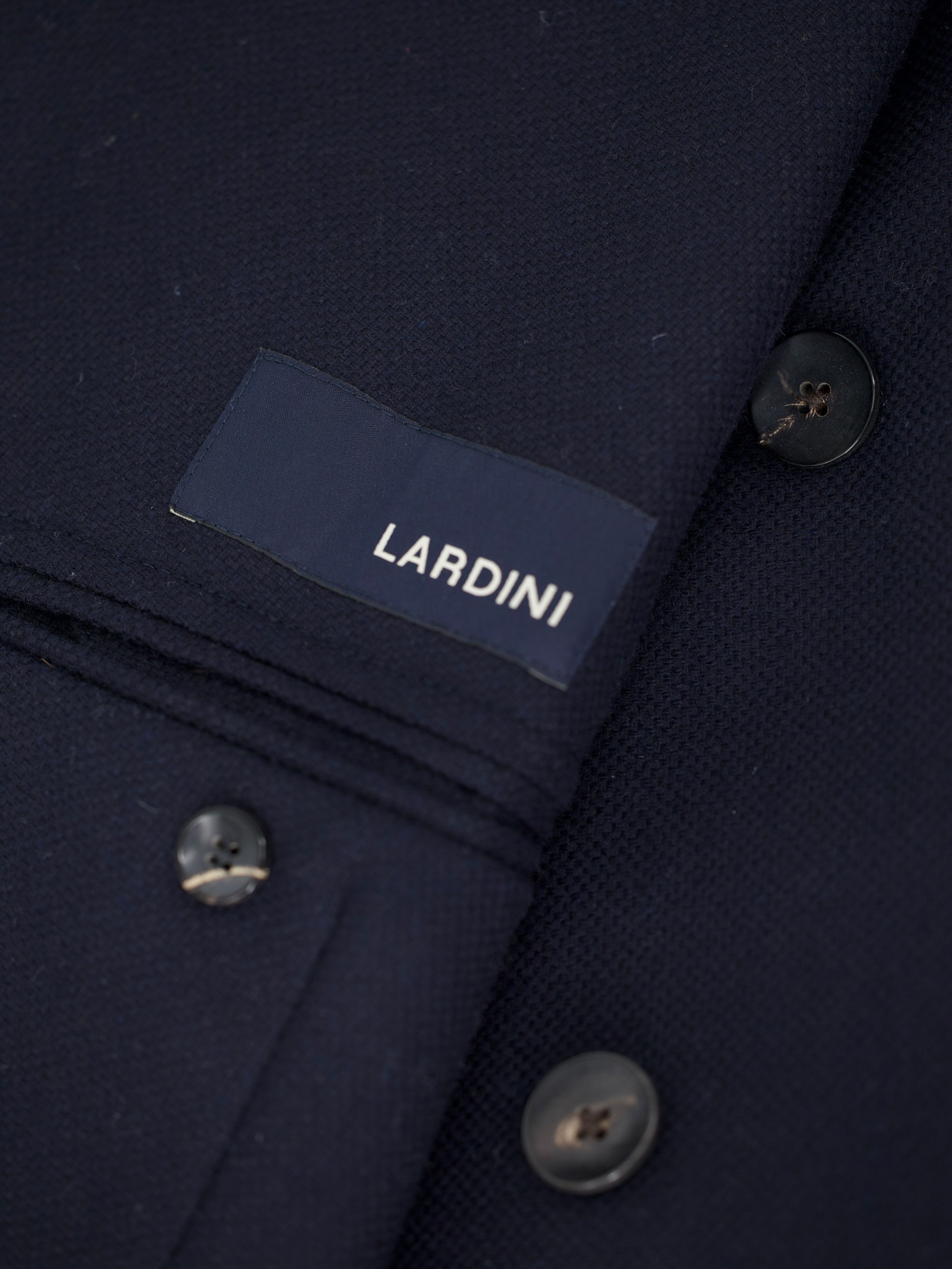 Lardini Navy Pure-Wool Double Breasted Micro-Structure Jacket