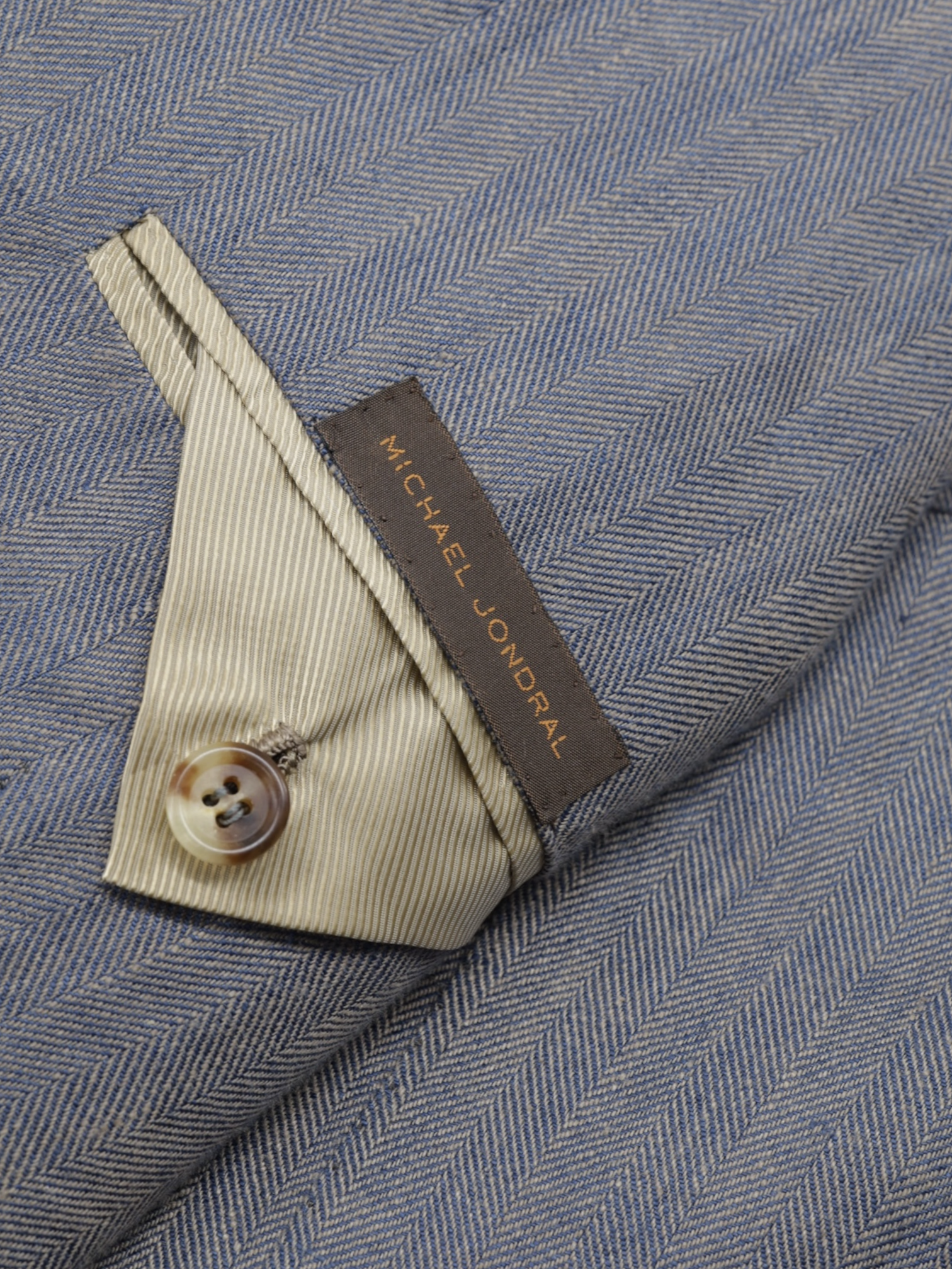 Orazio Luciano Blue & Brown Linen Herringbone Sartorial Jacket
