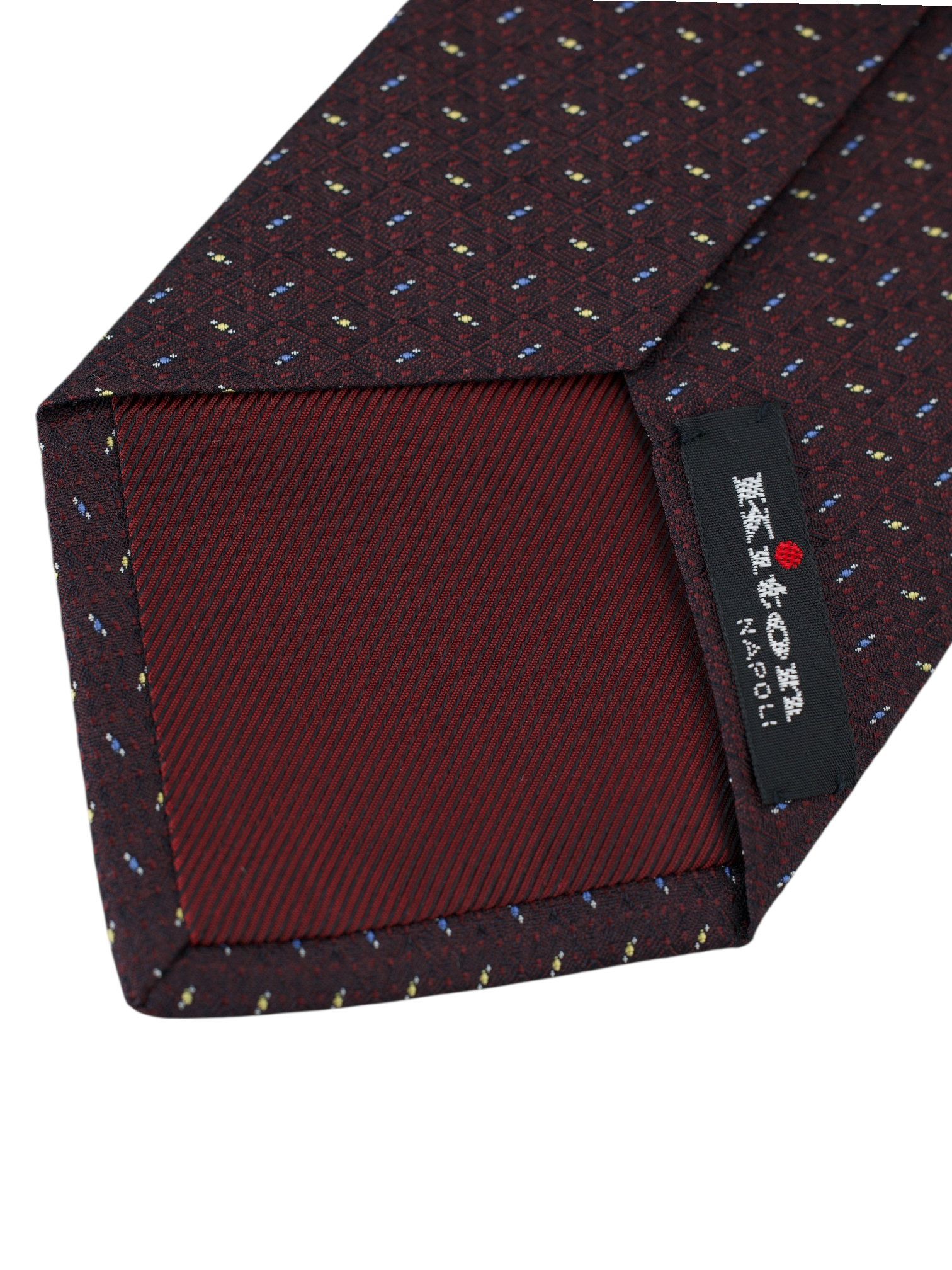Kiton 5-Fold Mahogany Silk Geometric Pattern Tie