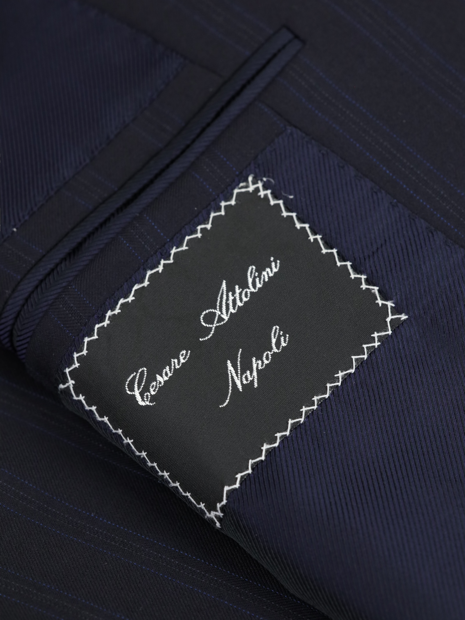 Cesare Attolini Navy & Light Blue Super 150’s Pinstripe Suit