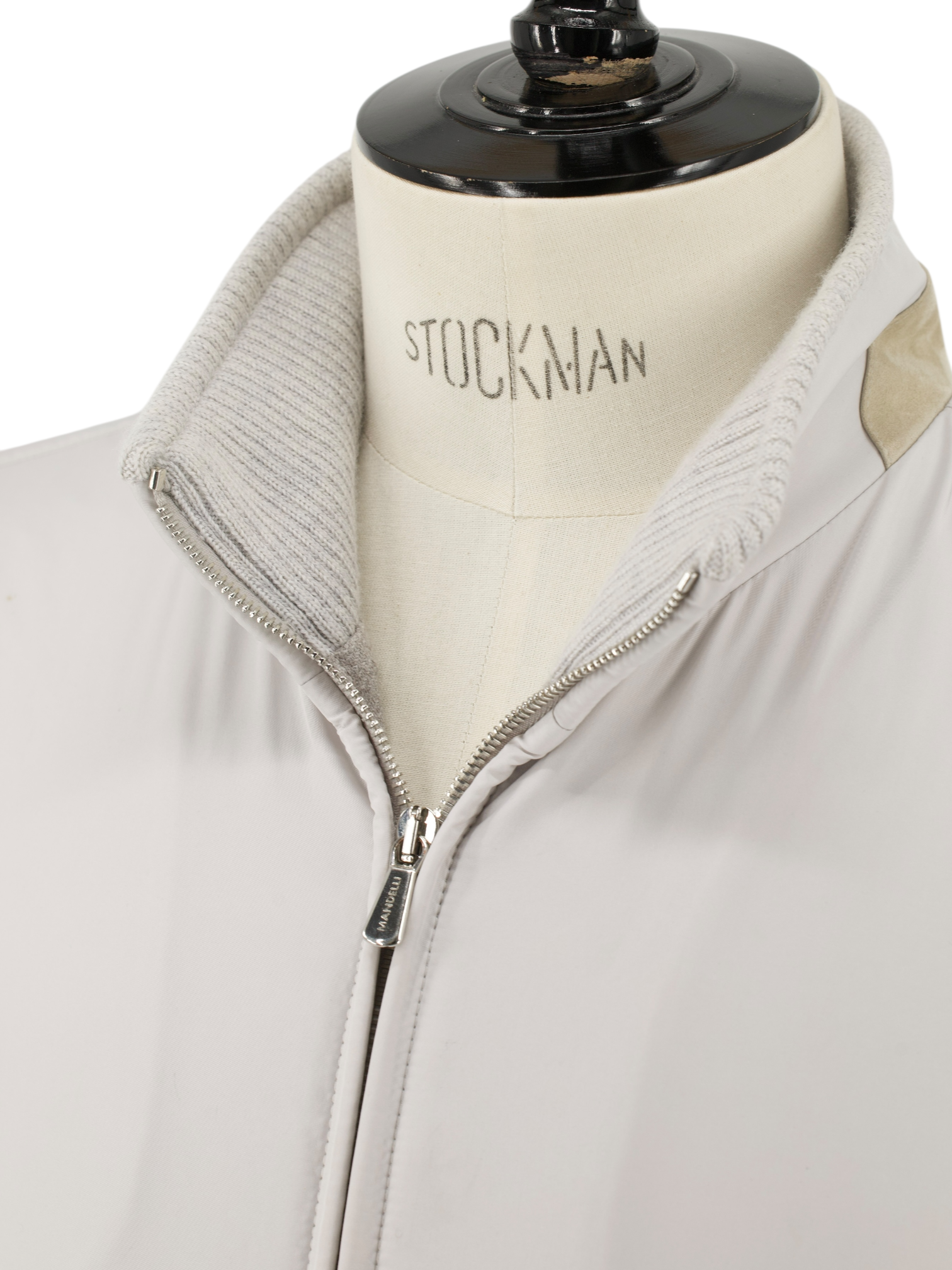 Mandelli Light Grey Softshell & Cashmere Lining Bomberjacket