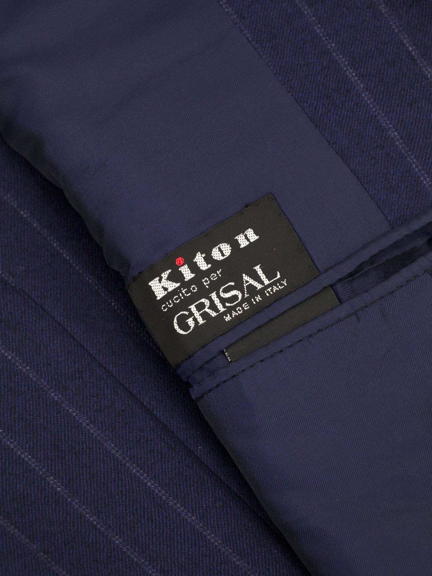 Kiton Navy Pure Cashmere Flannel Pinstripe Suit