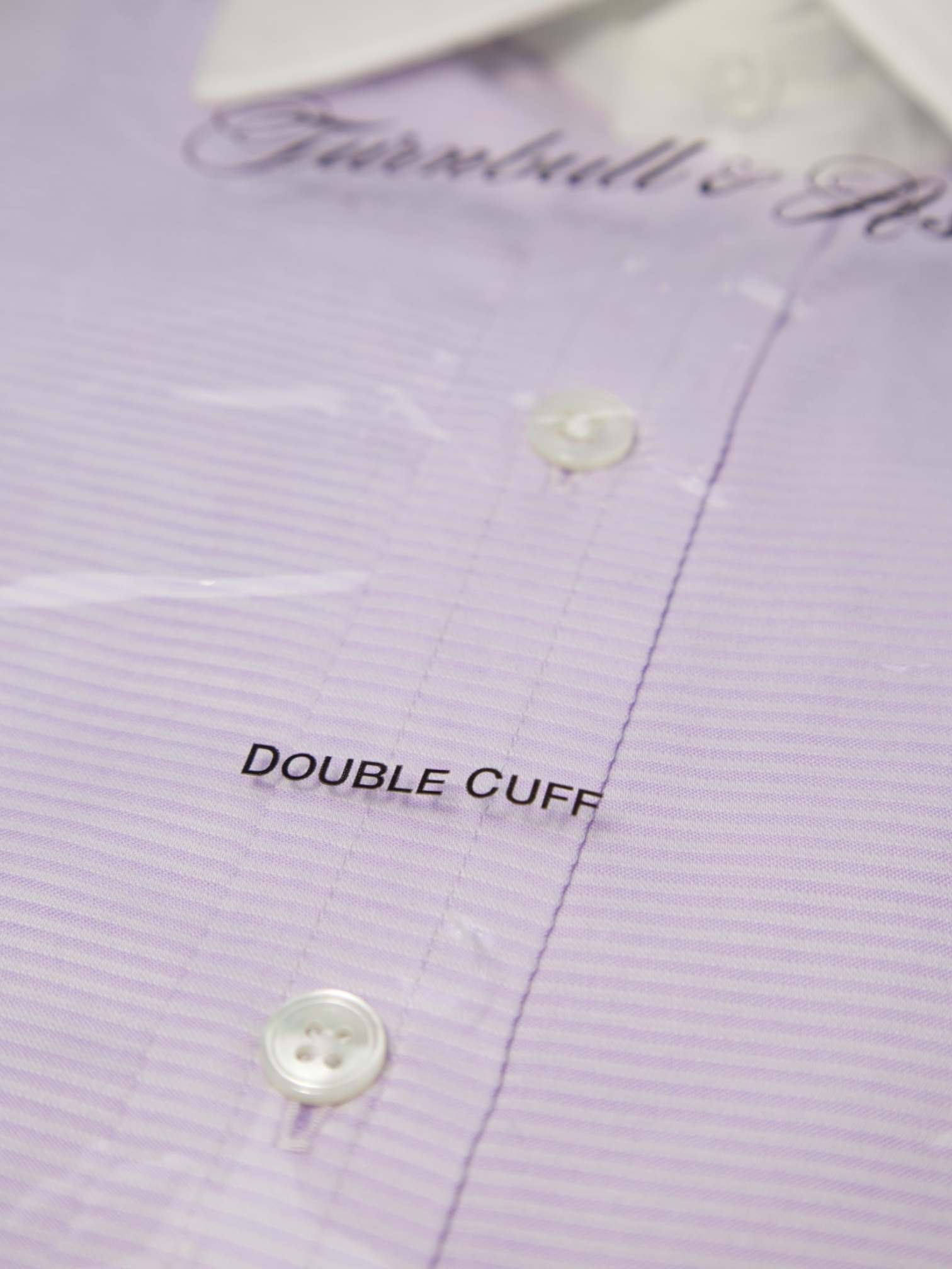 Turnbull & Asser Lavender Contrast Collar Horizontal-Stripe Shirt
