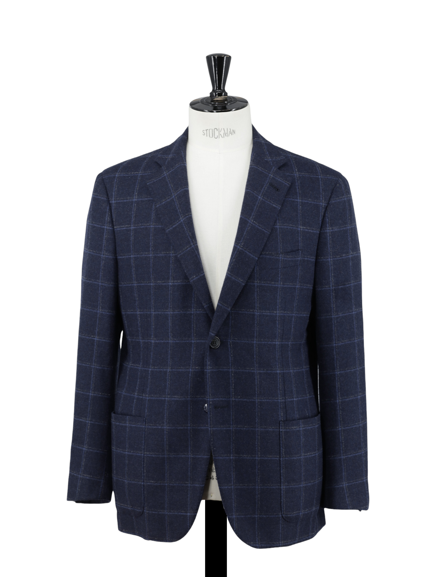 Corneliani Dark Blue Brushed Wool & Cashmere Windowpane Jacket