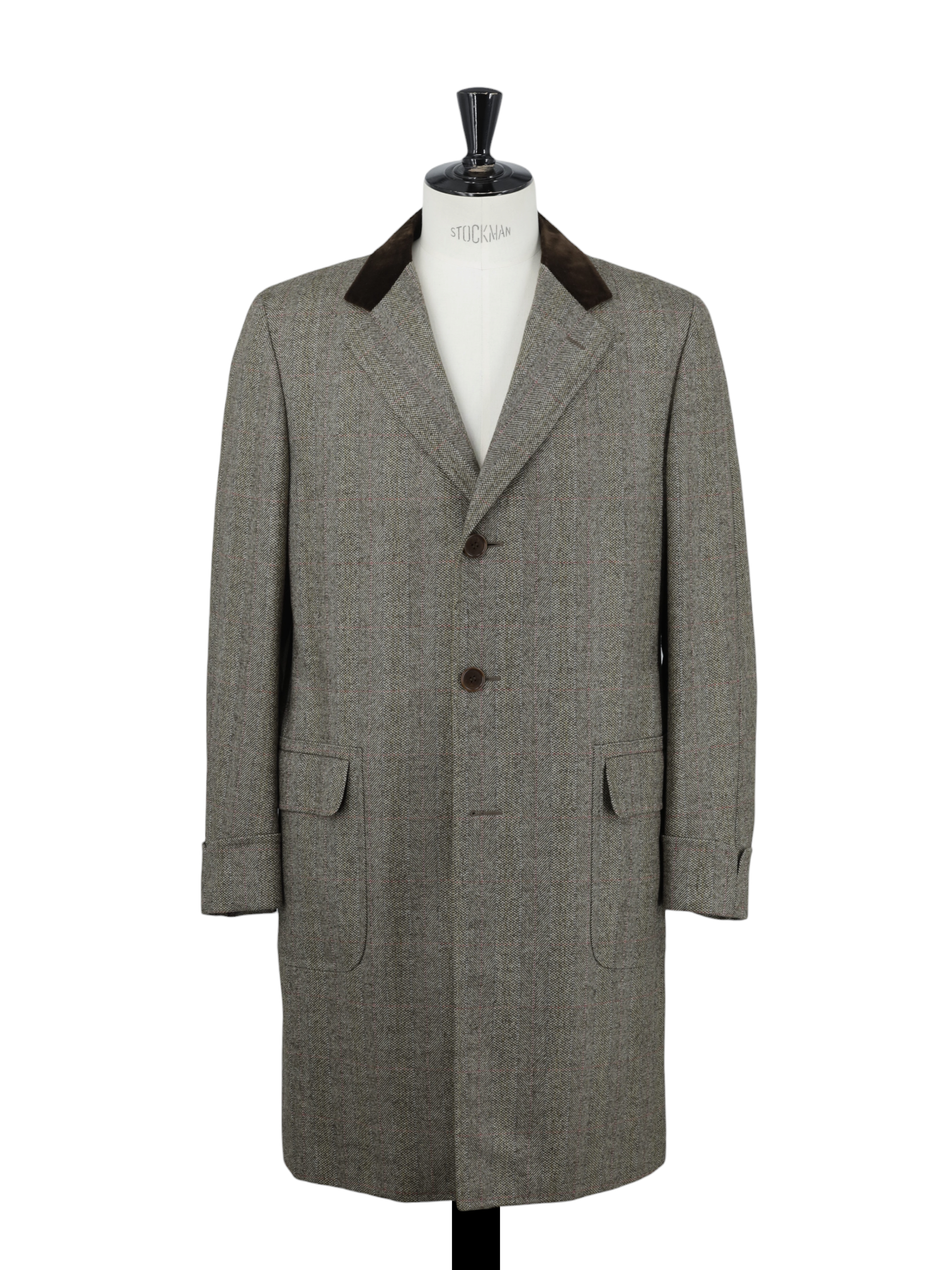 Canali Brown & Multicolor Pure Wool British-Style Covert Coat