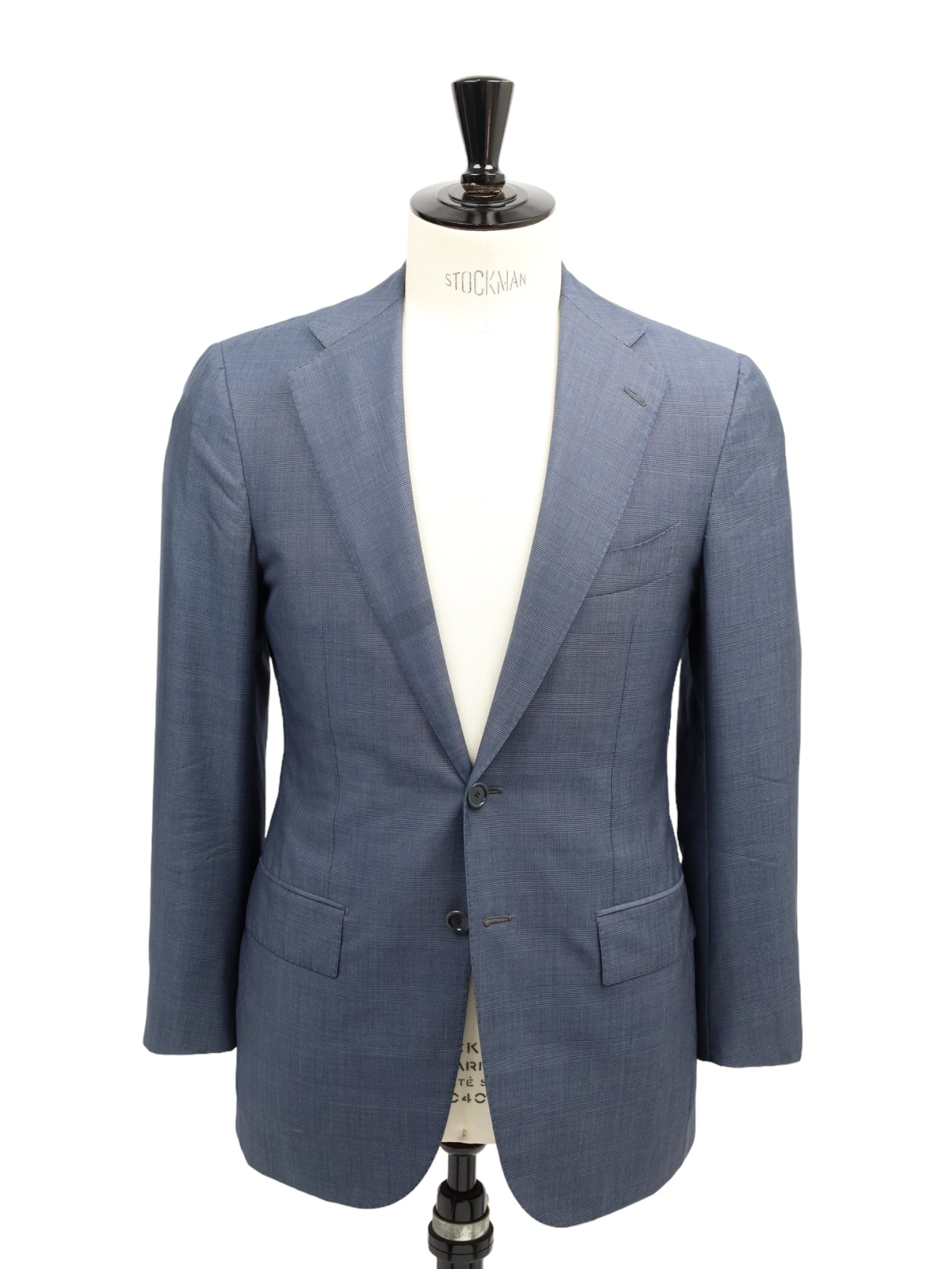 Cesare Attolini Slate Blue Wool & Silk Glenplaid Suit