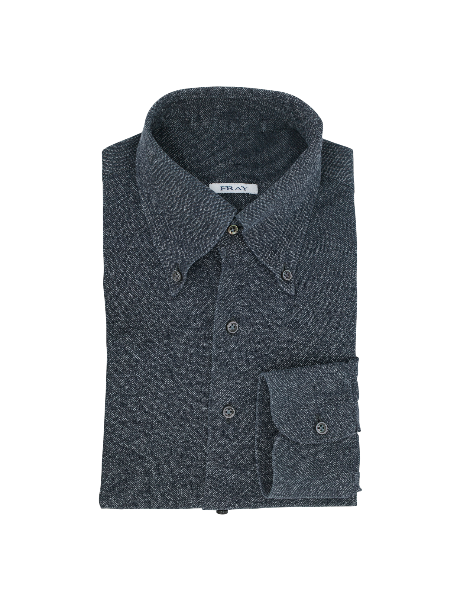 Fray Dark Grey Cotton Piqué Knitted Button-Down Shirt