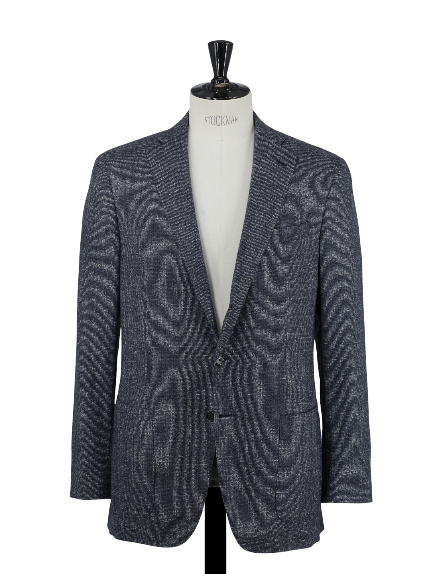 Caruso Steel Blue Wool, Cashmere & Silk Micro-Pattern Jacket