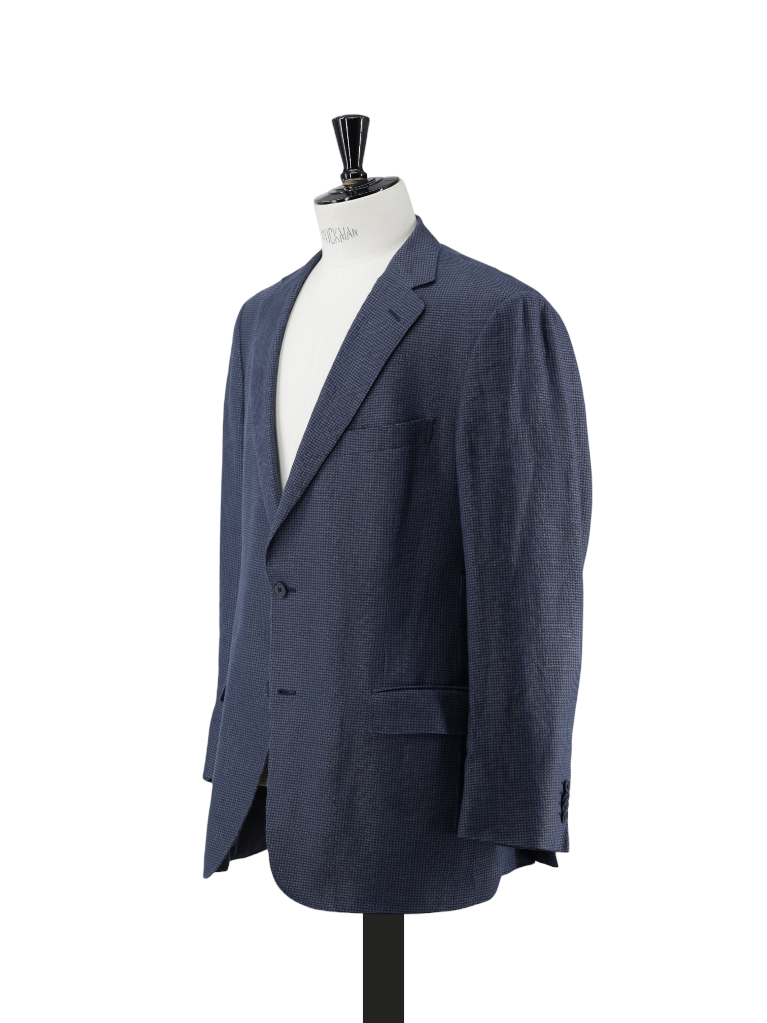 Ermenegildo Zegna Dark Blue Linen, Cashmere & Silk Houndstooth Jacket
