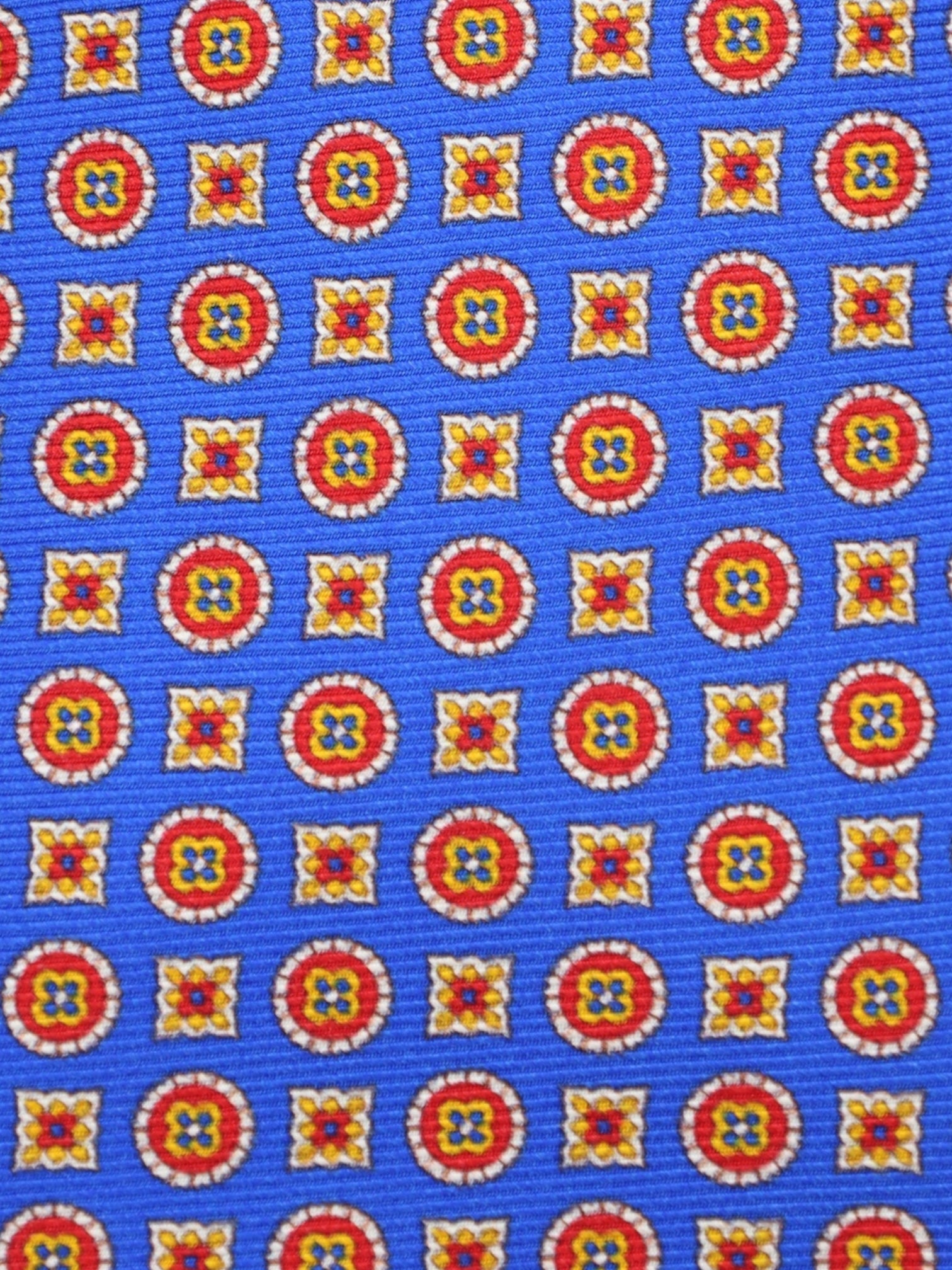Kiton 5-Fold Azure Blue Geometric Silk Tie