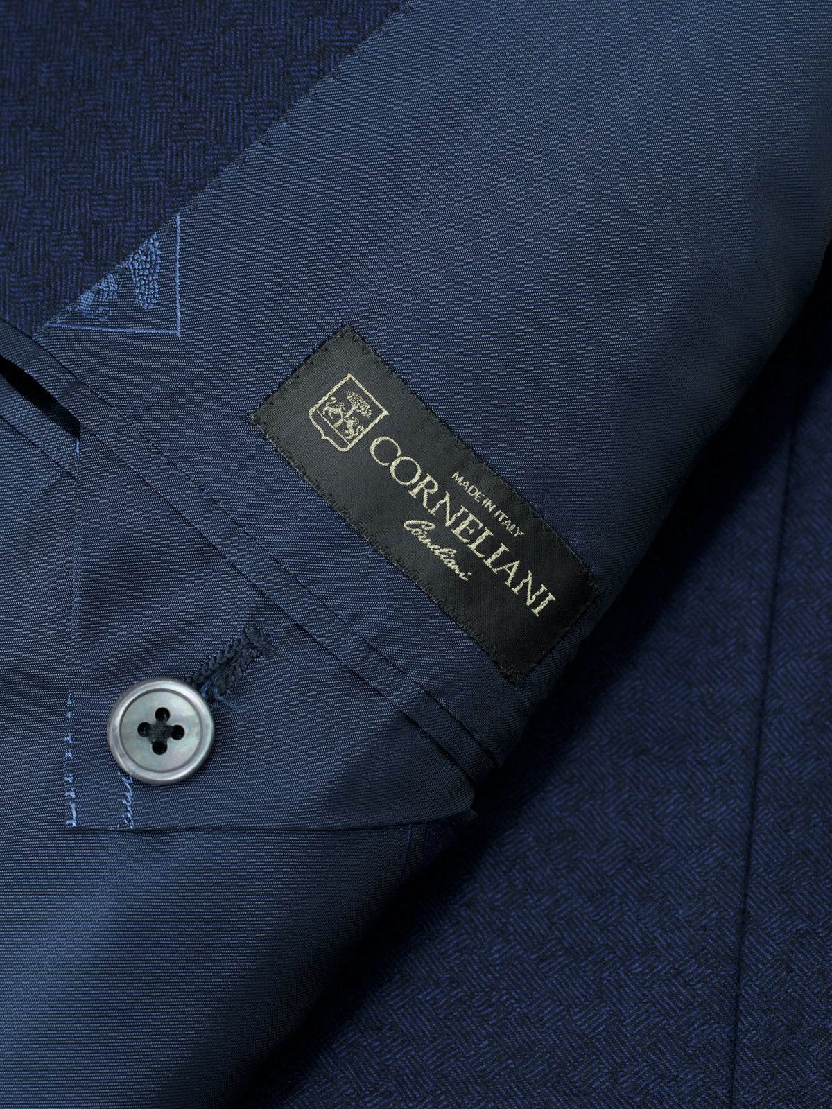 Corneliani Dark Royal-Blue Brushed-Wool Micro-Pattern Leader Suit