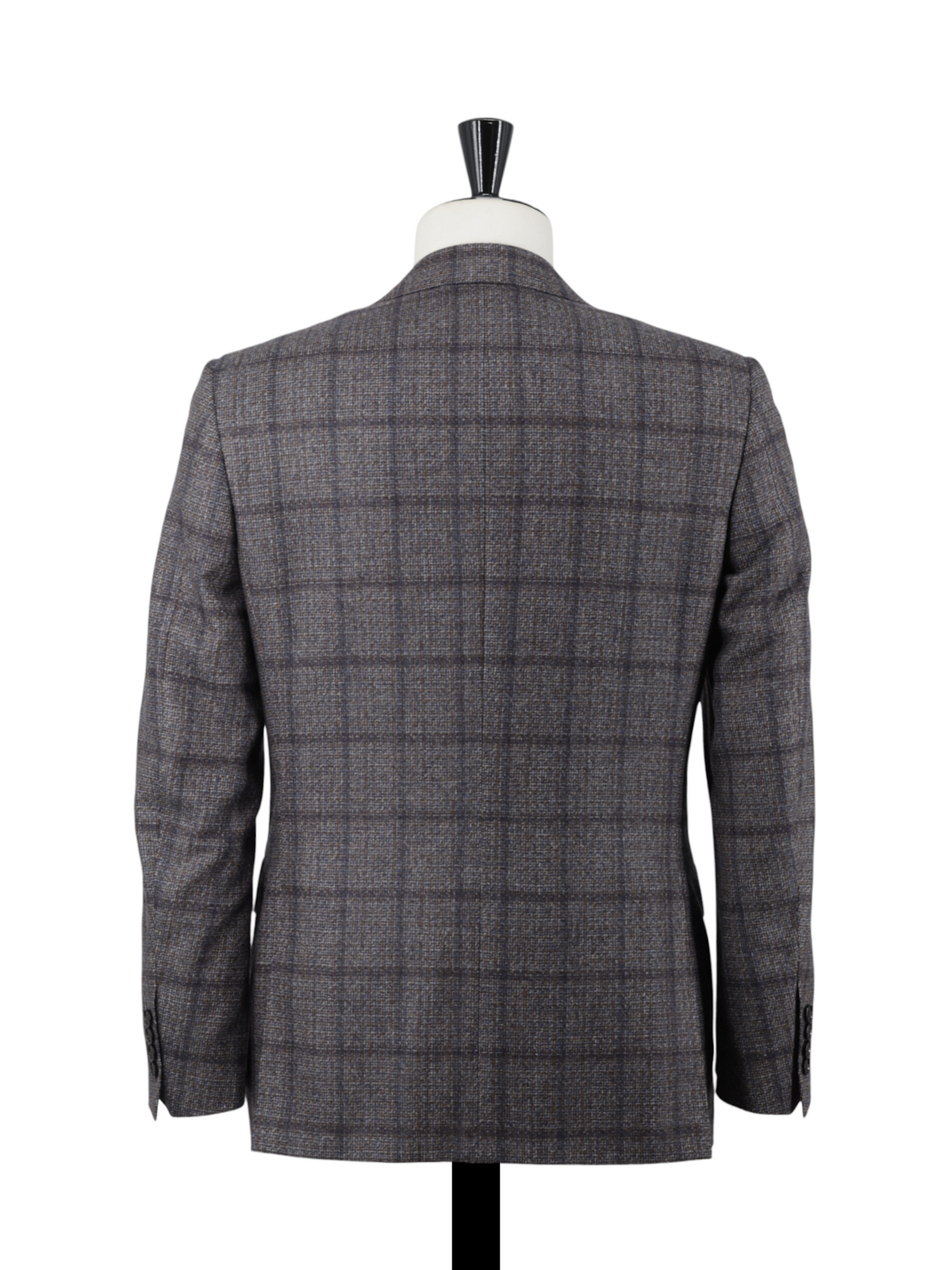 Canali Warm Taupe & Blue Wool Windowpane Jacket