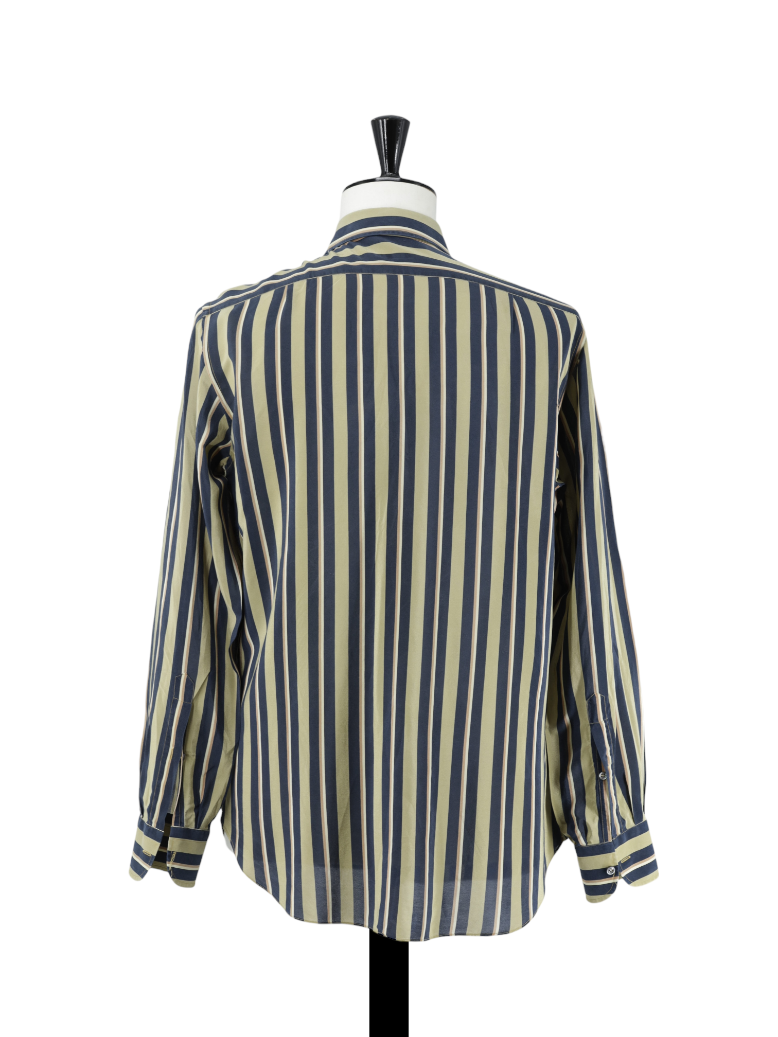 Fray Gold & Navy Raw-Silk Multi-Stripes "Sopranos" Shirt