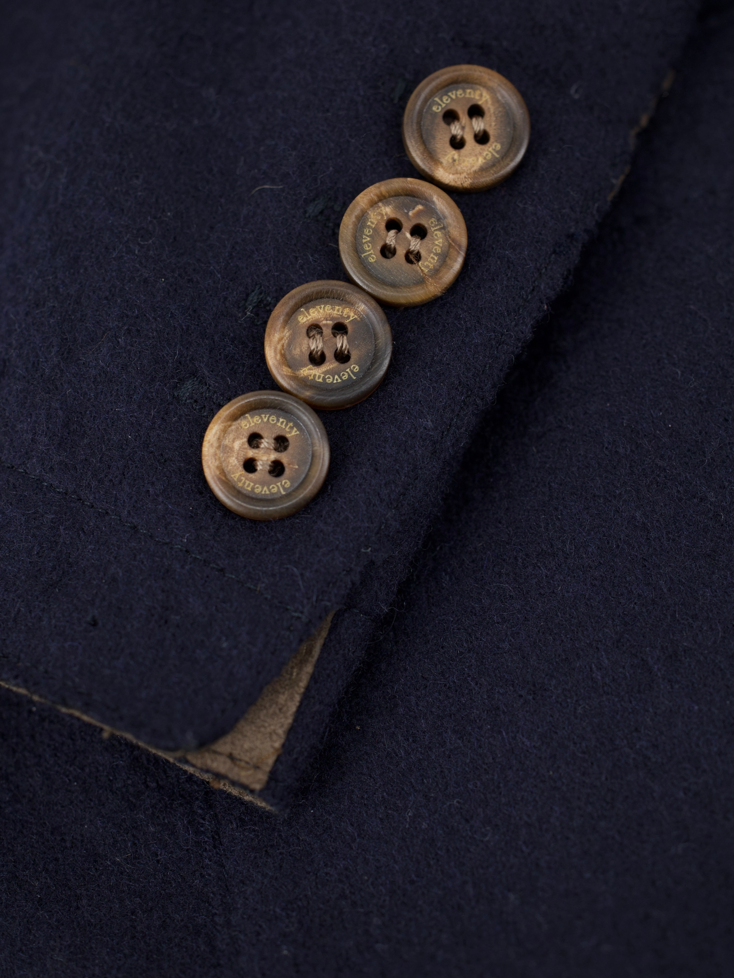 Eleventy Navy Wool & Stretch Flannel Unconstructed Blazer