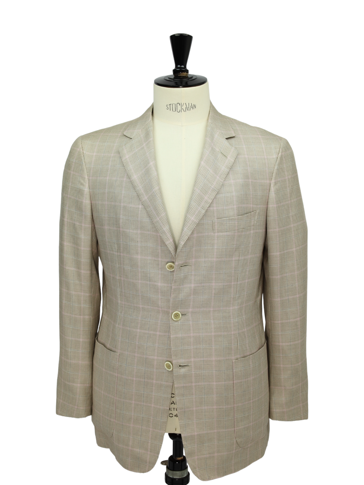 Brioni Taupe & Salmon Pink Fine-Wool Glenplaid Jacket