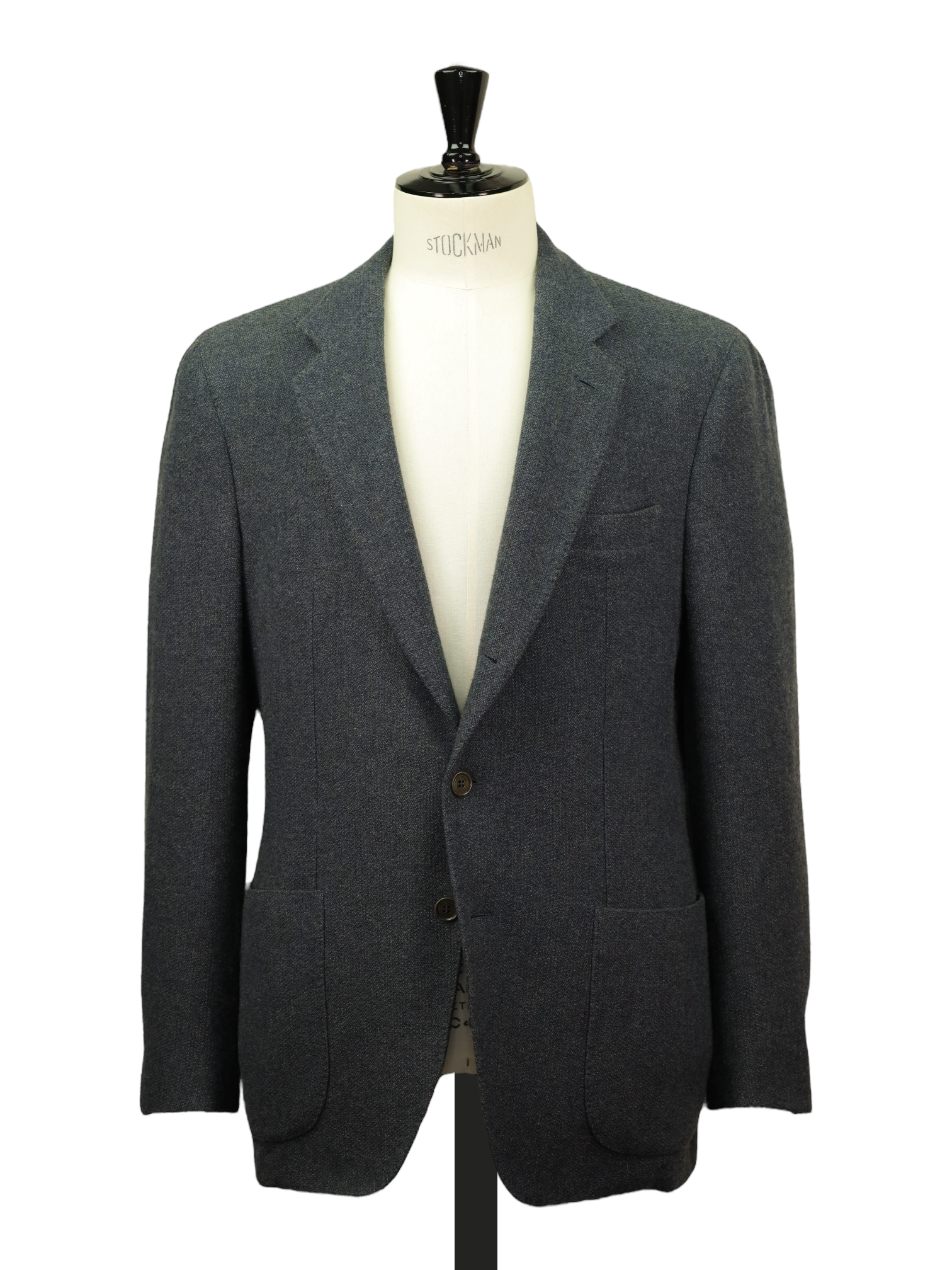 Loro Piana Steel Grey Cashmere, Wool & Stretch Bicolor Micro-Pattern Jacket