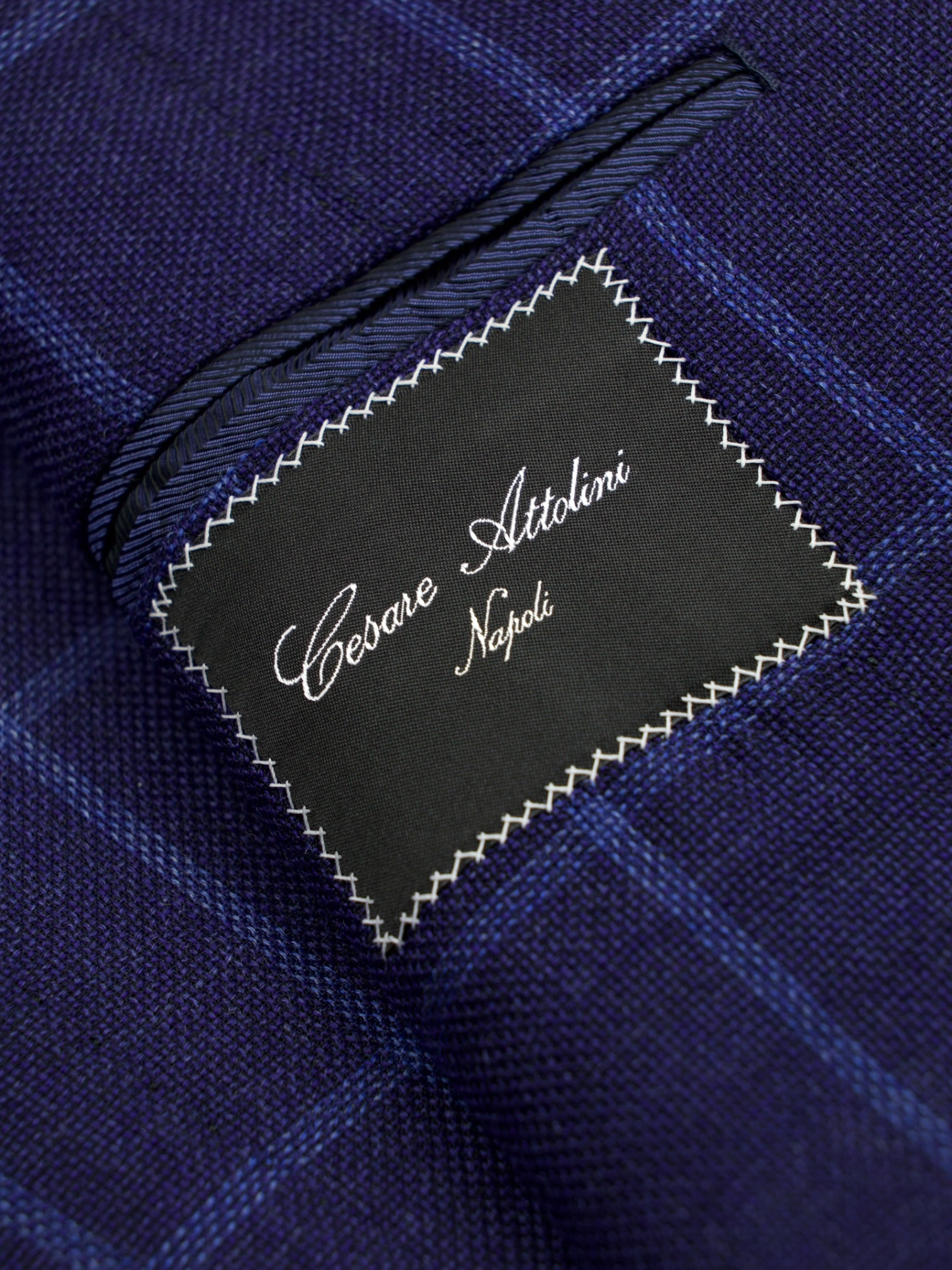Cesare Attolini Royal Blue Wool & Silk Hopsack Windowpane Jacket