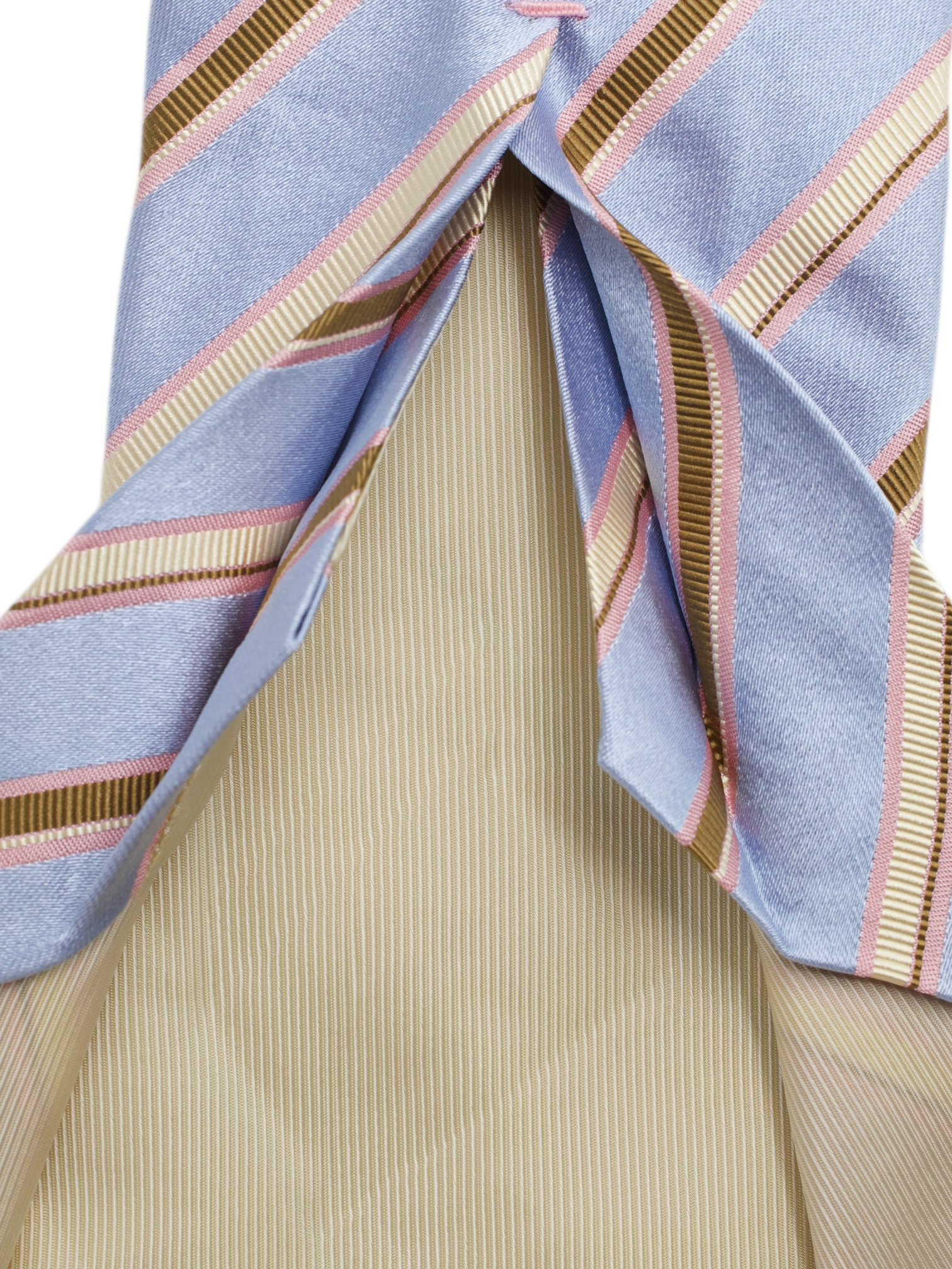 Luigi Borrelli 5-Fold Ice Blue & Pink Silk Multi-Striped Tie