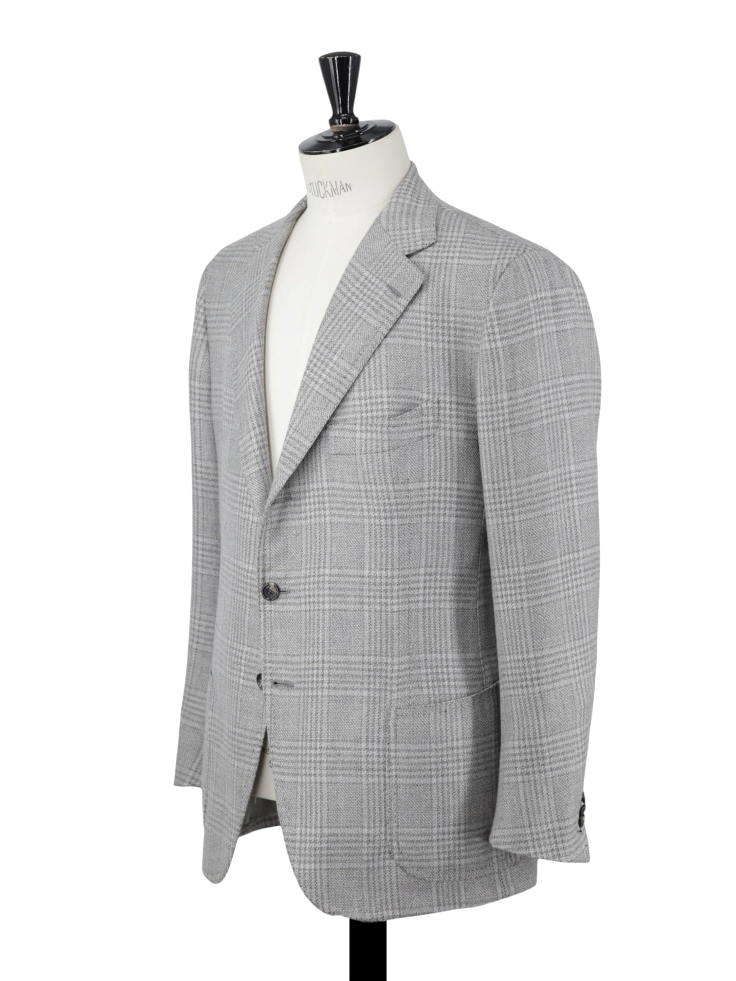 Cesare Attolini Taupe & Ice Blue Wool, Silk & Linen Glenplaid Jacket