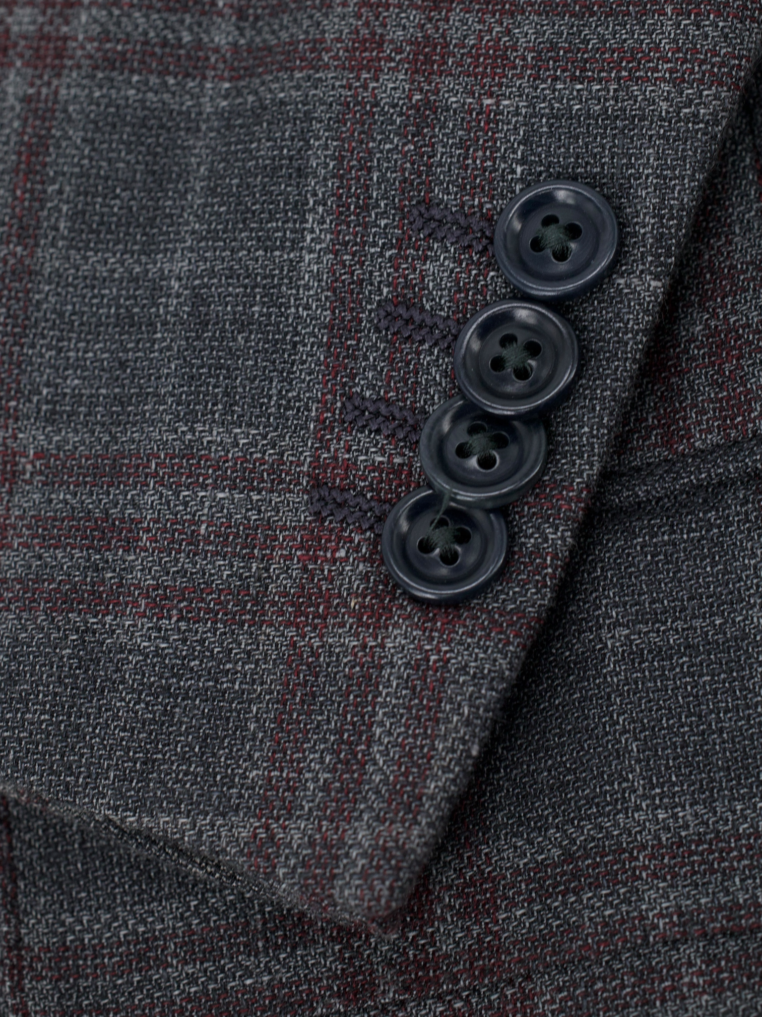 Ermenegildo Zegna Warm Taupe & Maroon Linen, Wool & Silk Check Jacket