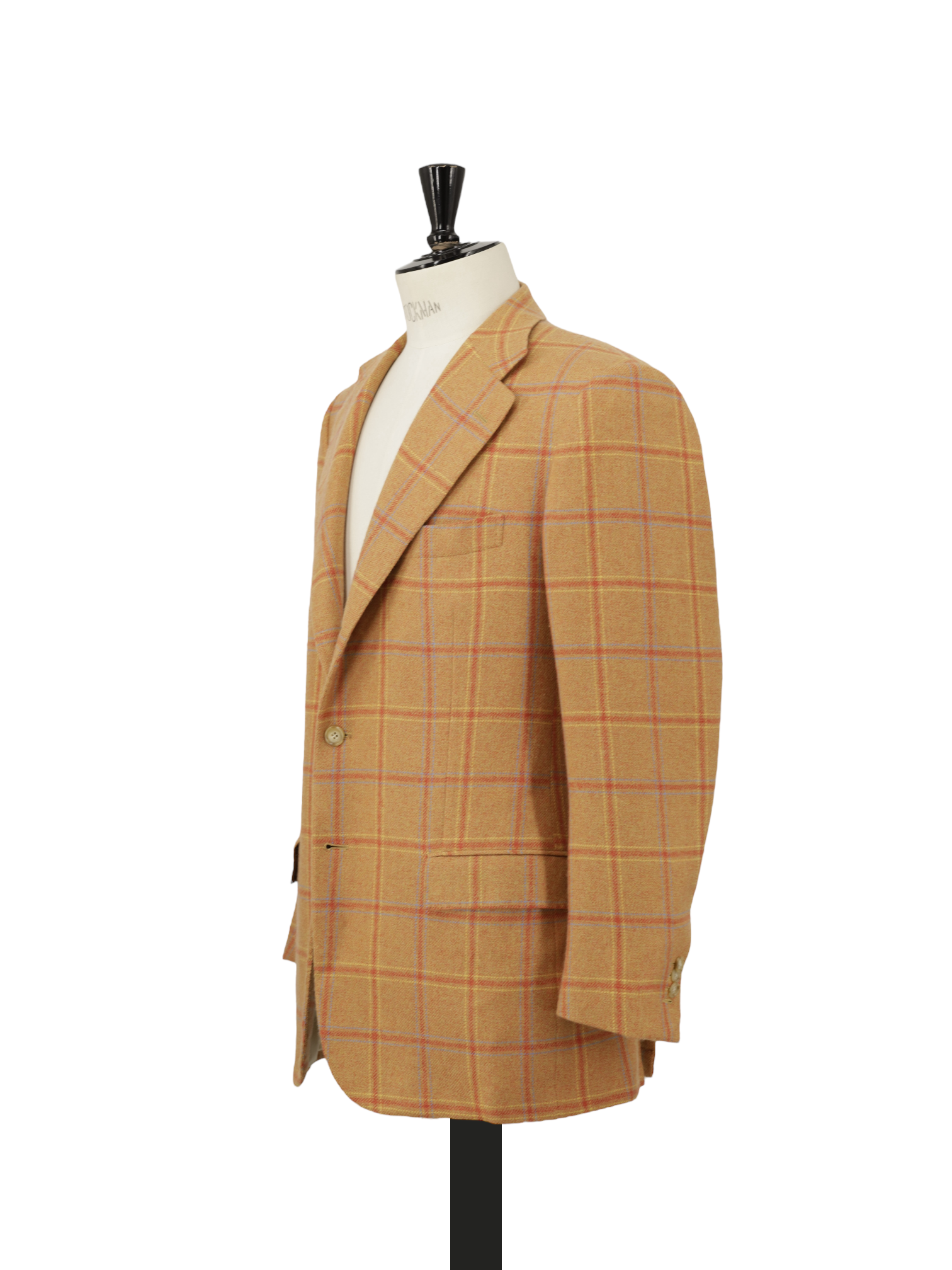Kiton Sunset Orange & Coral Red Pure Cashmere Windowpane Jacket