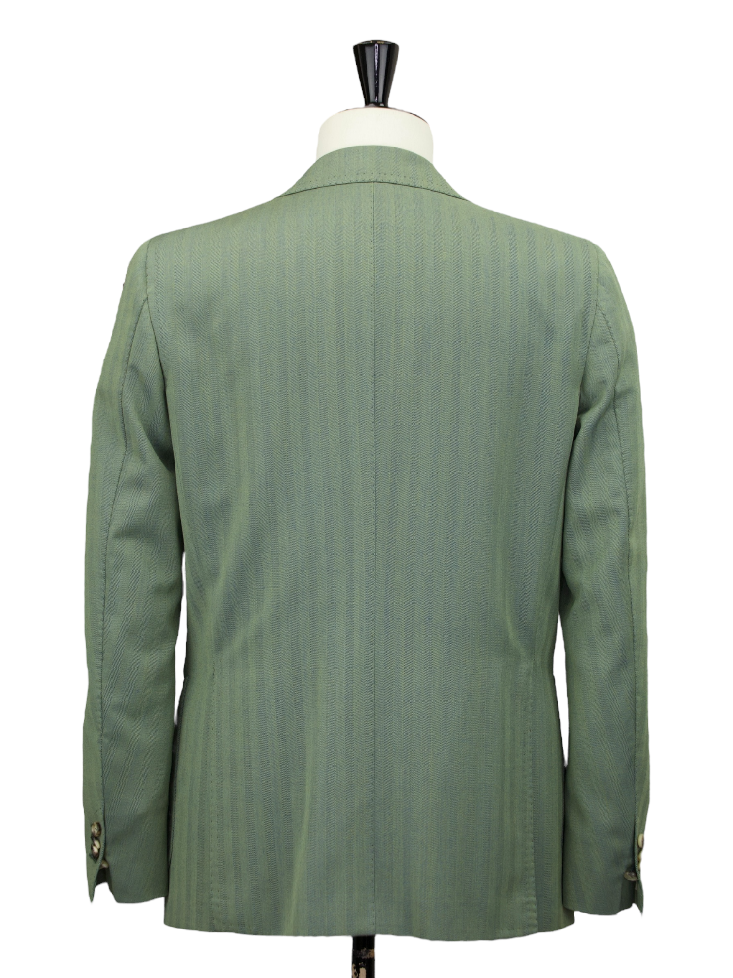 Cesare Attolini Forest-Sage Green Wool Herringbone "Solaro" Suit