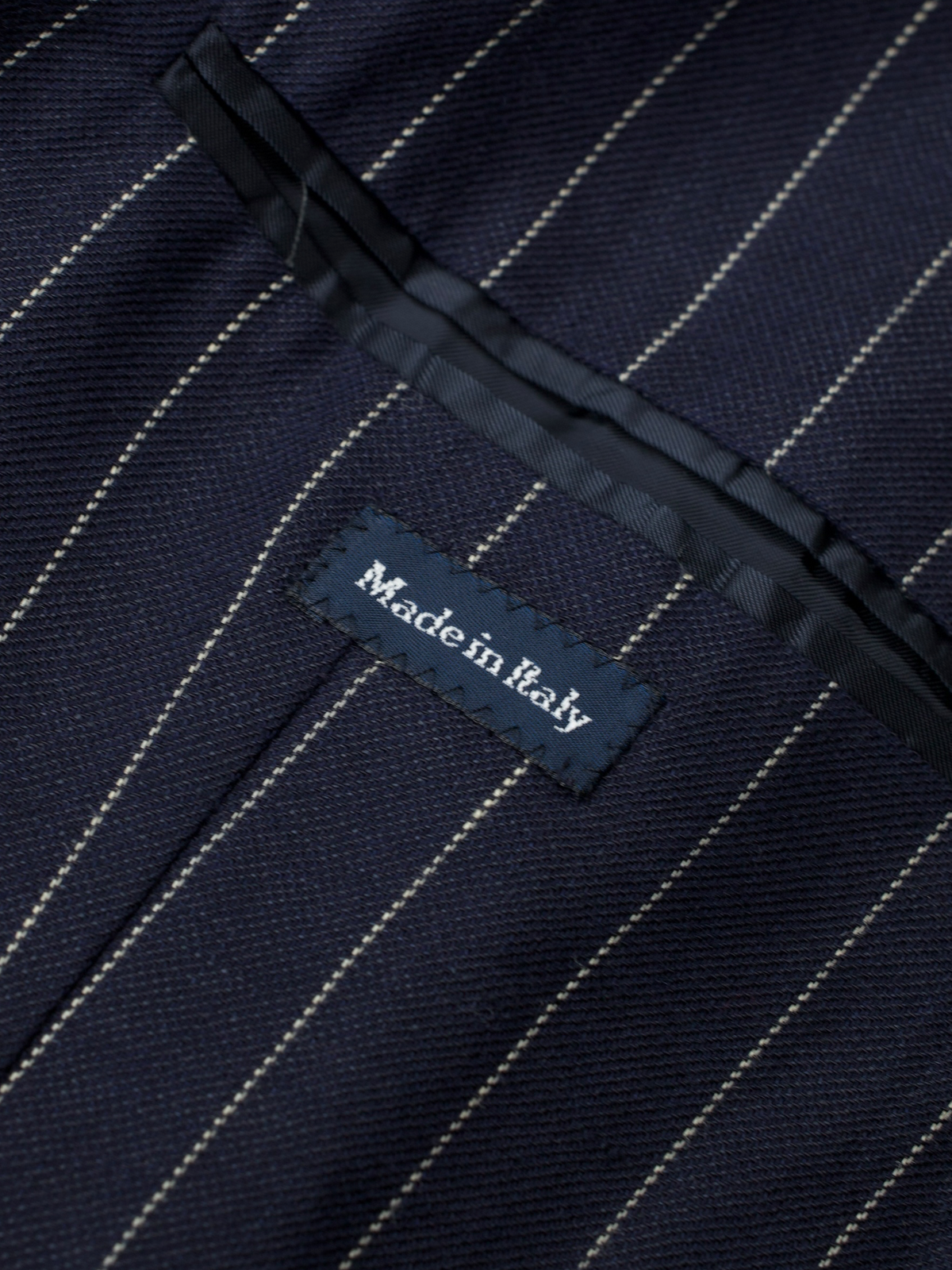 Ralph Lauren Navy Linen & Wool “Made in Italy” Pinstripe Jacket