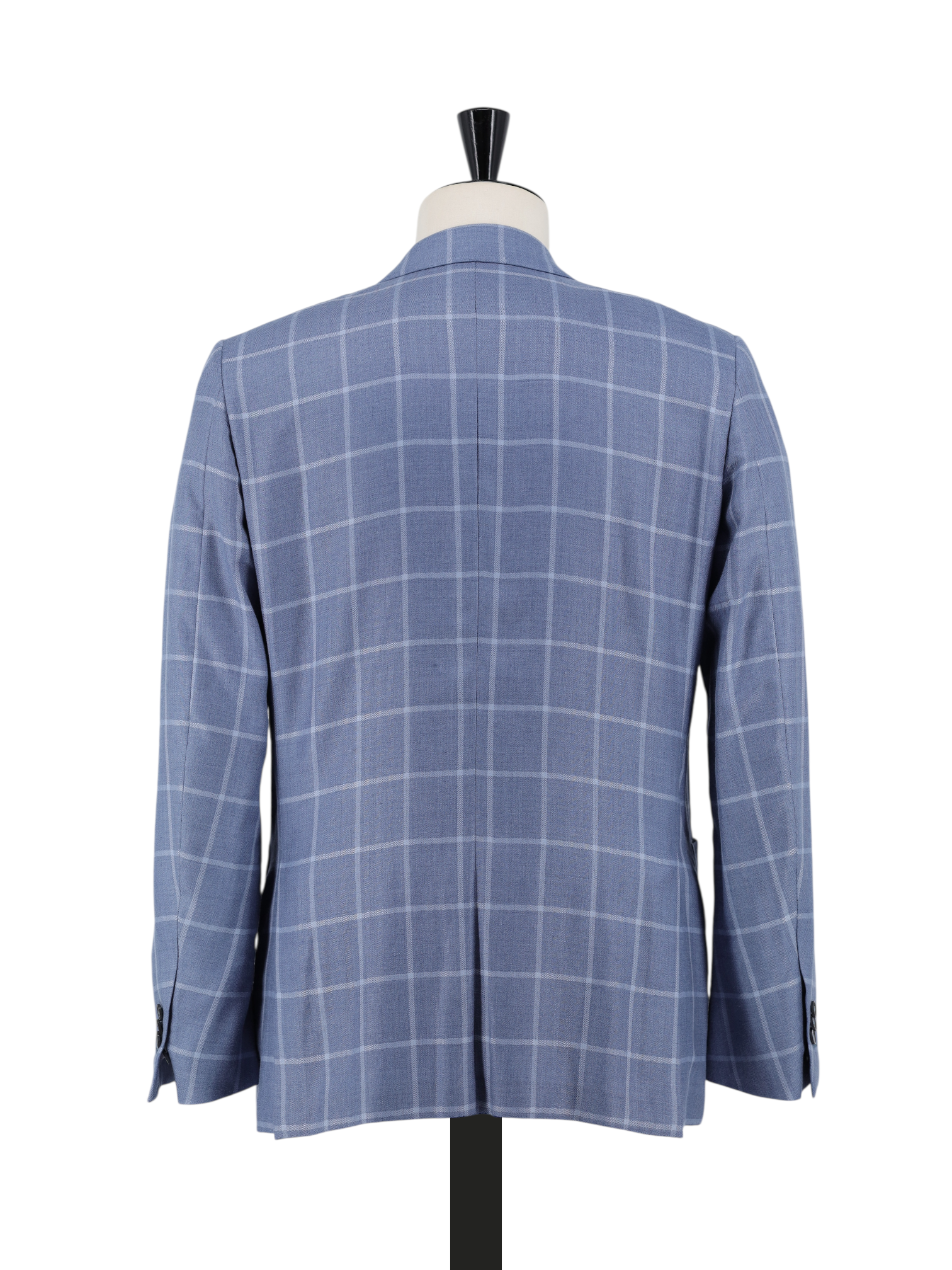 Ermenegildo Zegna Steel Blue Cashmere & Silk Windowpane Street Jacket