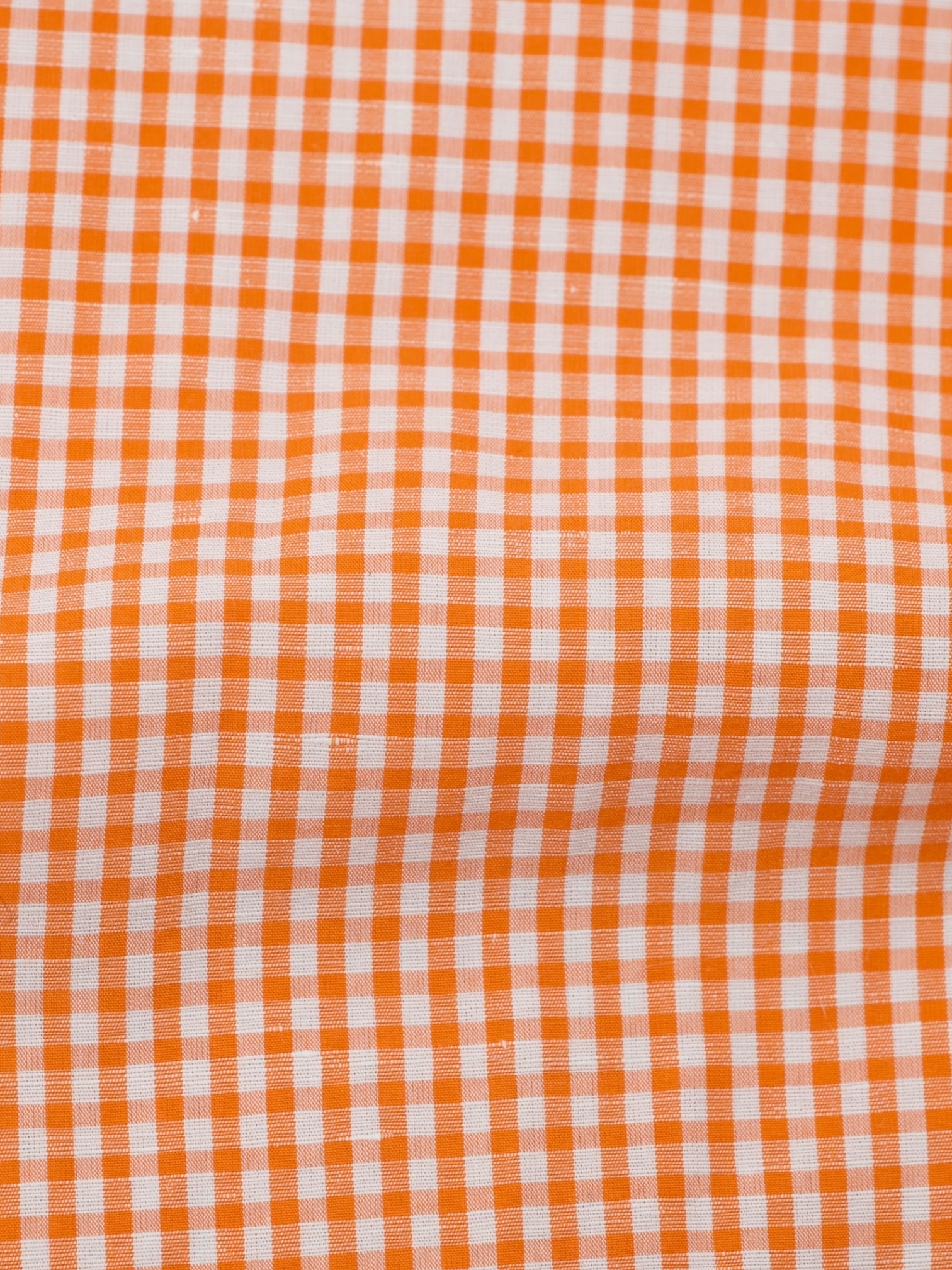 Finamore Orange & White Cotton Gingham Check Shirt