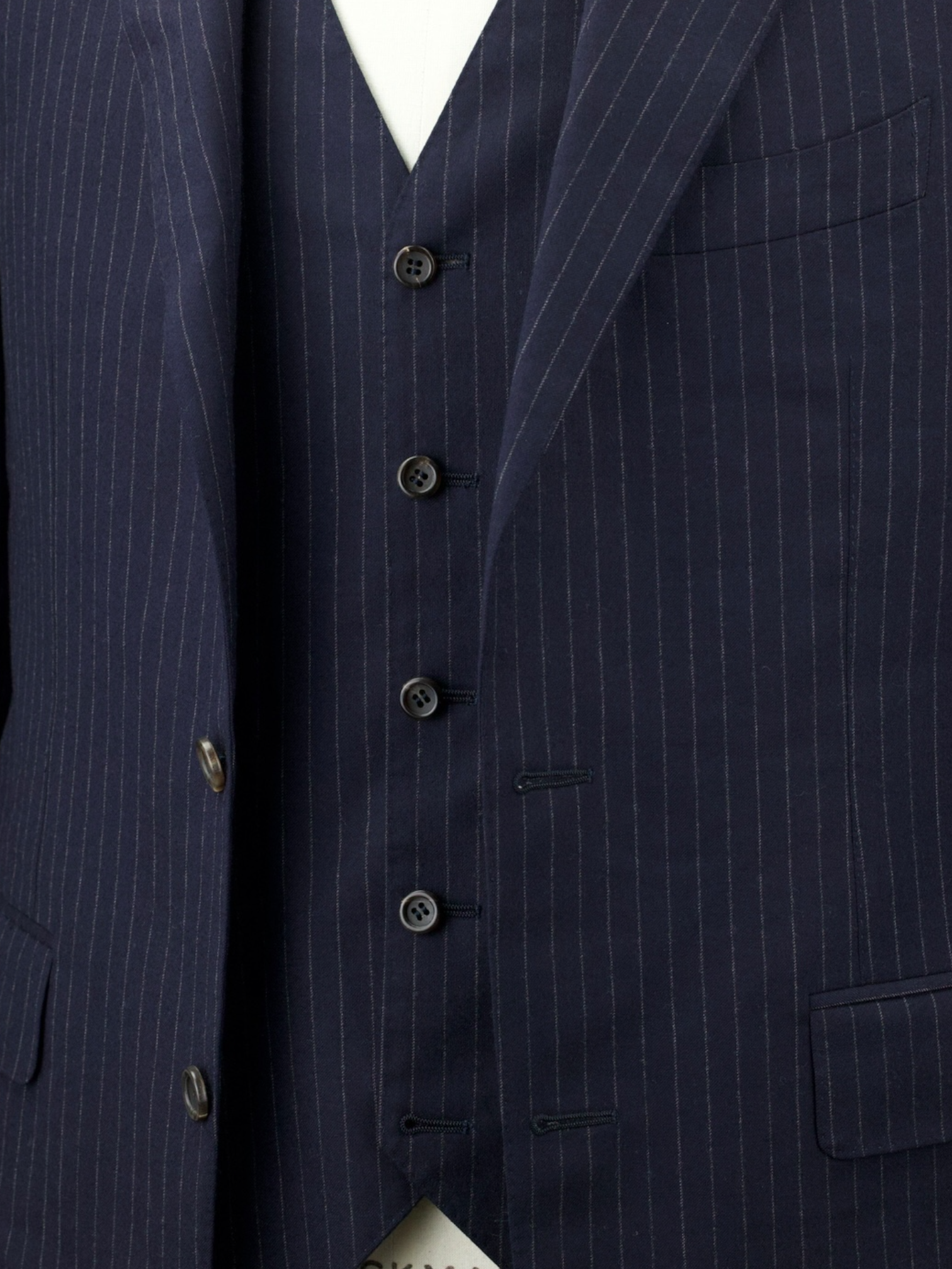 Canali Navy 3-Piece Wool-Flannel Pinstripe Winter Suit + Extra Trousers