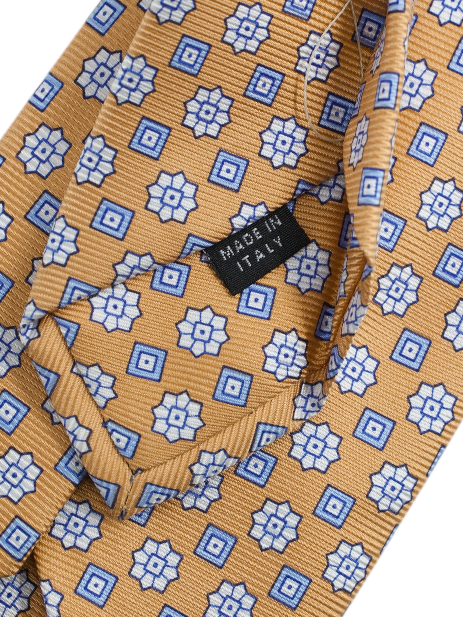 Luigi Borrelli 5-Fold Peach & Light Blue Silk Floral Pattern Tie