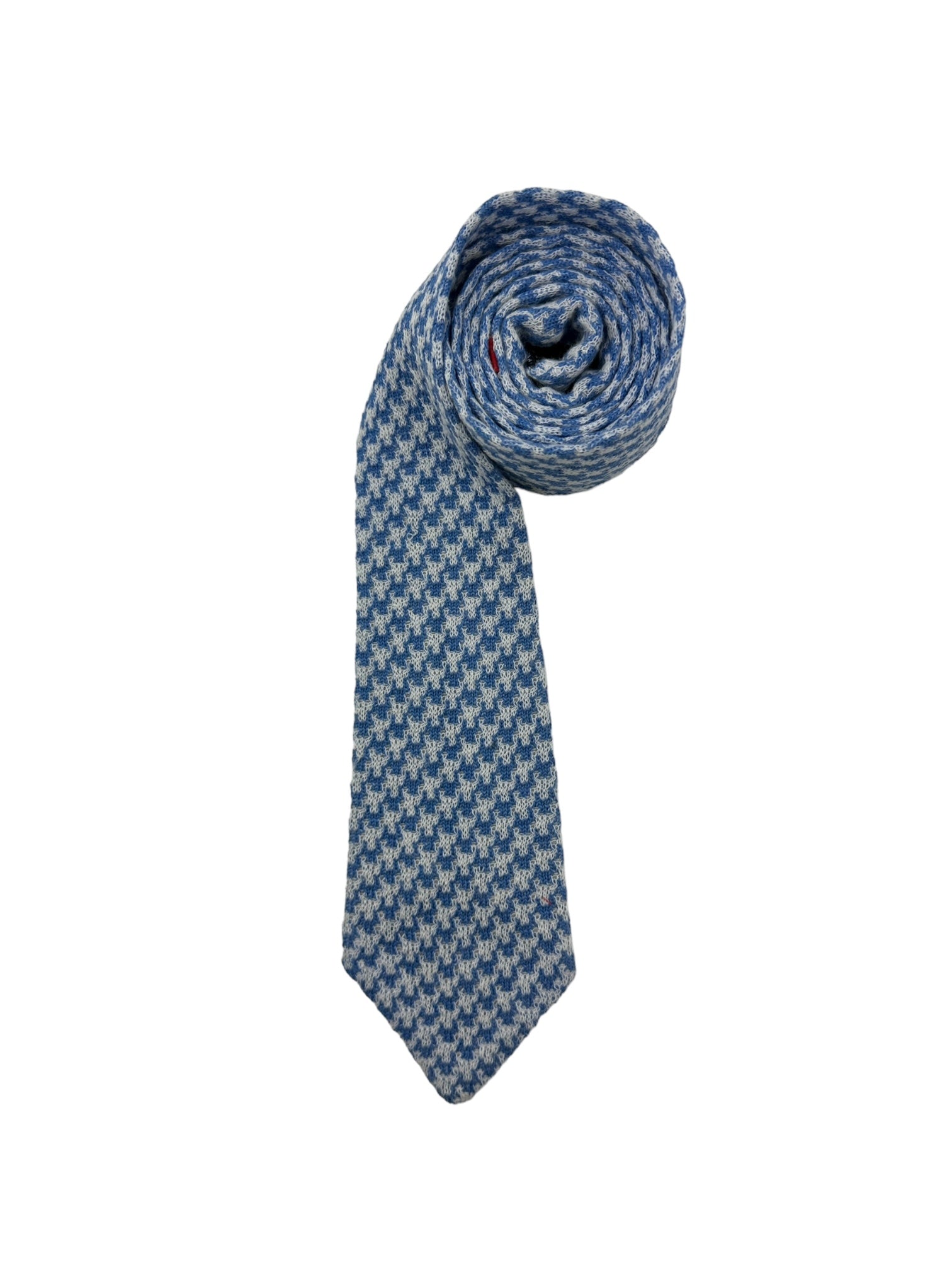 Kiton Light Blue Pied de Poule Woollen Tie