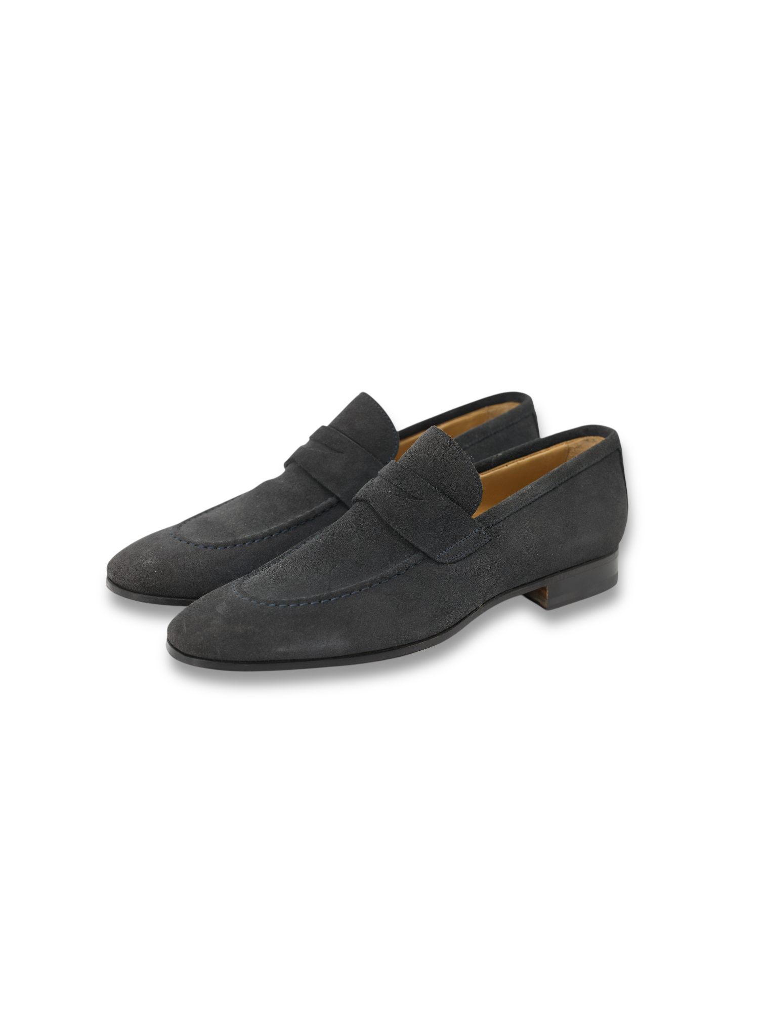 Peluso Napoli Steel Grey Suede Penny Loafers