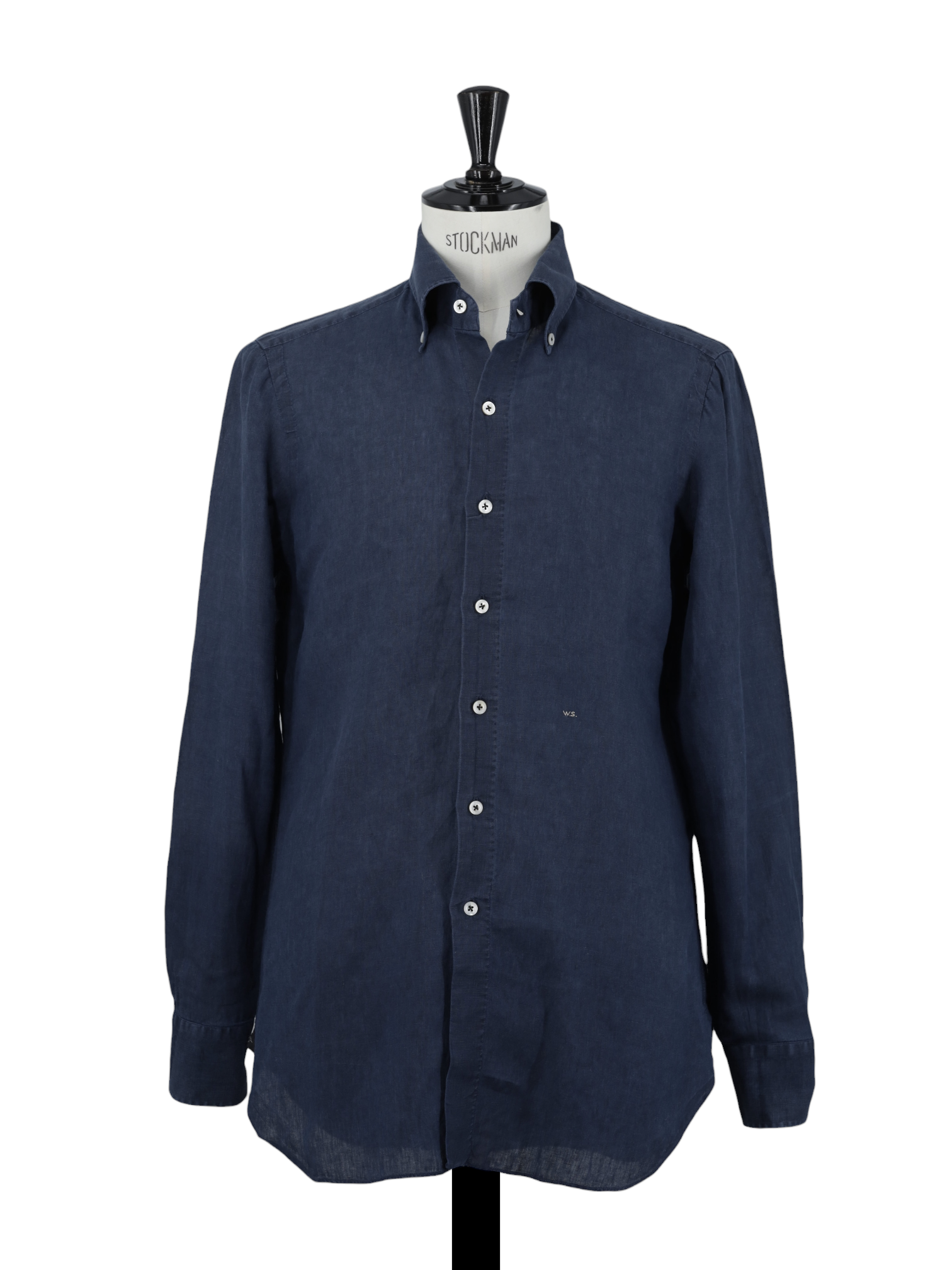 Finamore Dark Blue Pure Linen Button-Down Shirt