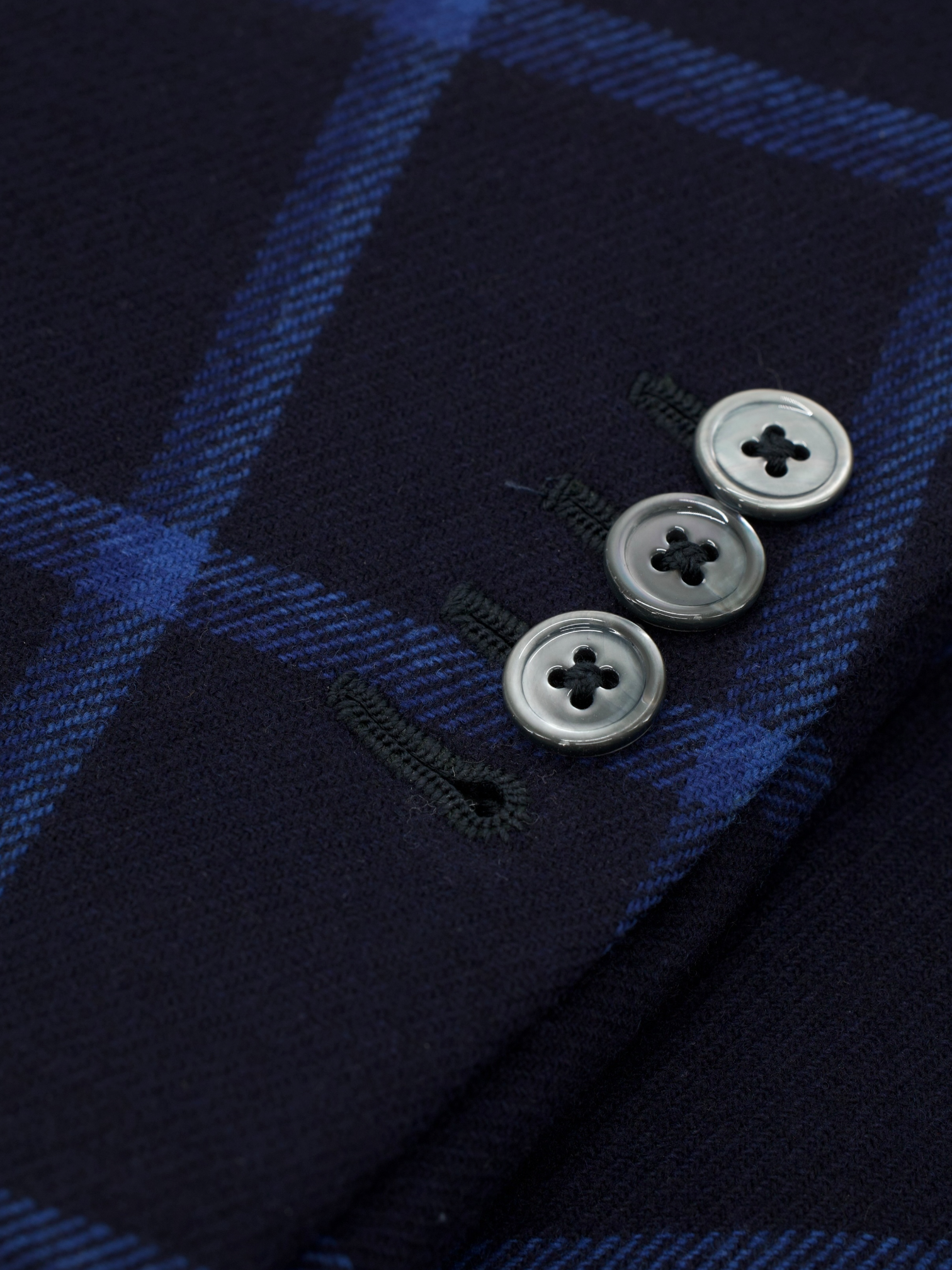 Isaia Navy & Azure Blue Wool Windowpane Jacket
