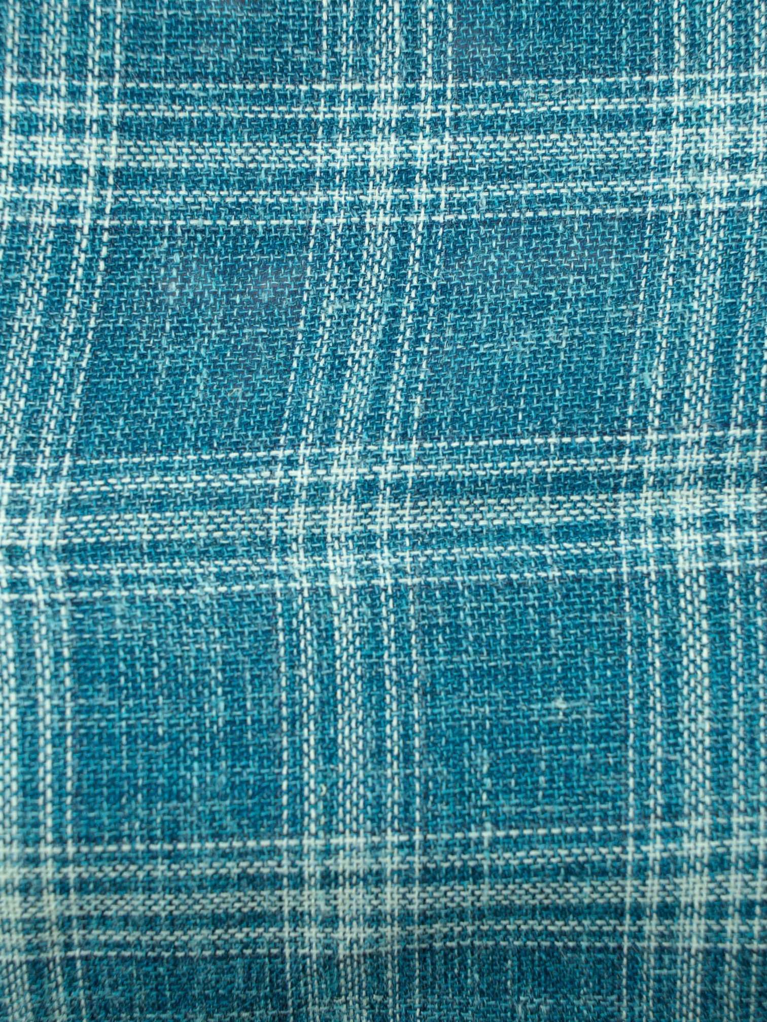 Isaia Turquoise Wool, Silk & Linen "Summer Hopsack" Windowpane Jacket