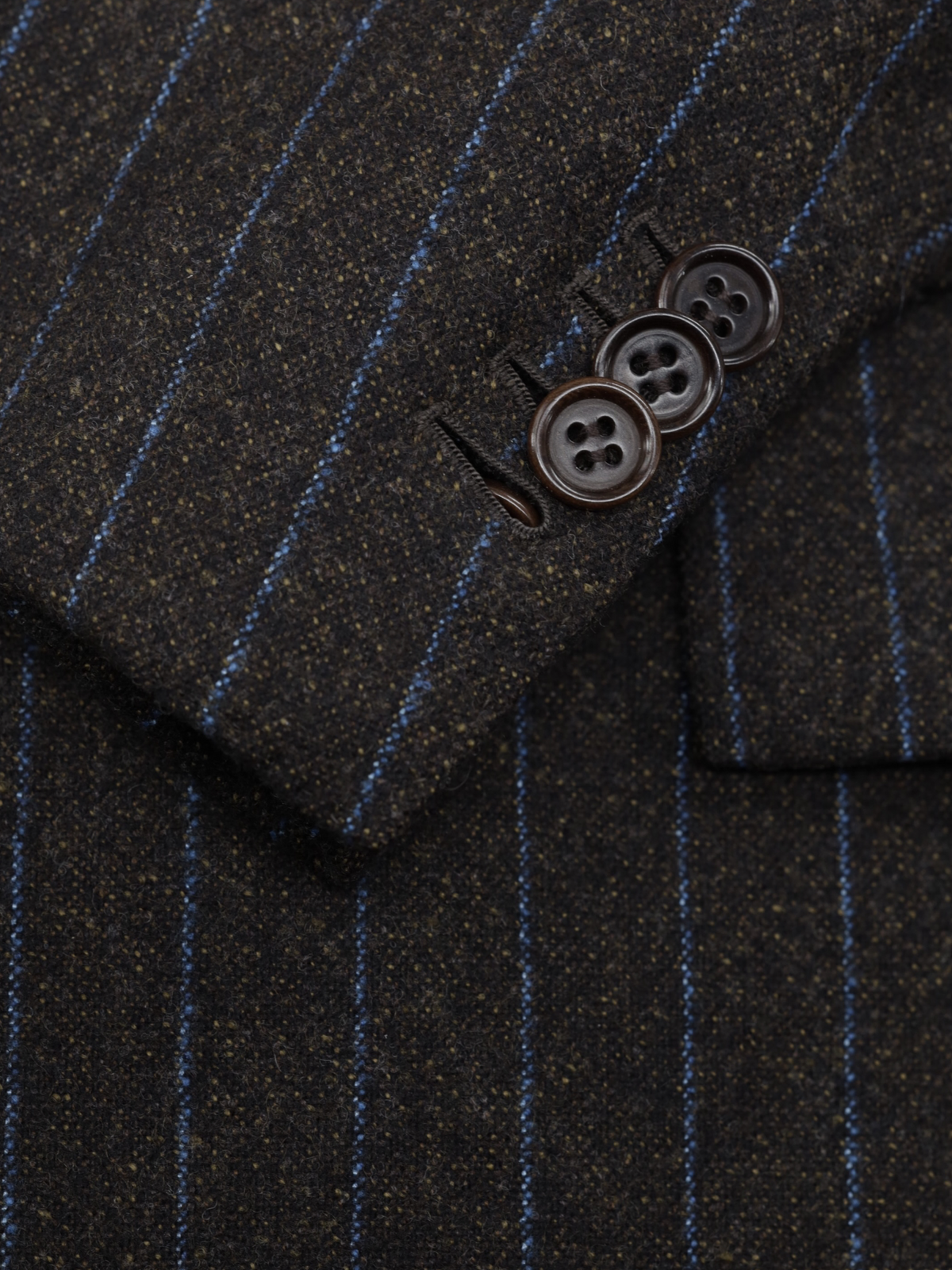 Kiton Dark Taupe & Azure Blue Brushed-Wool Pinstripe Suit