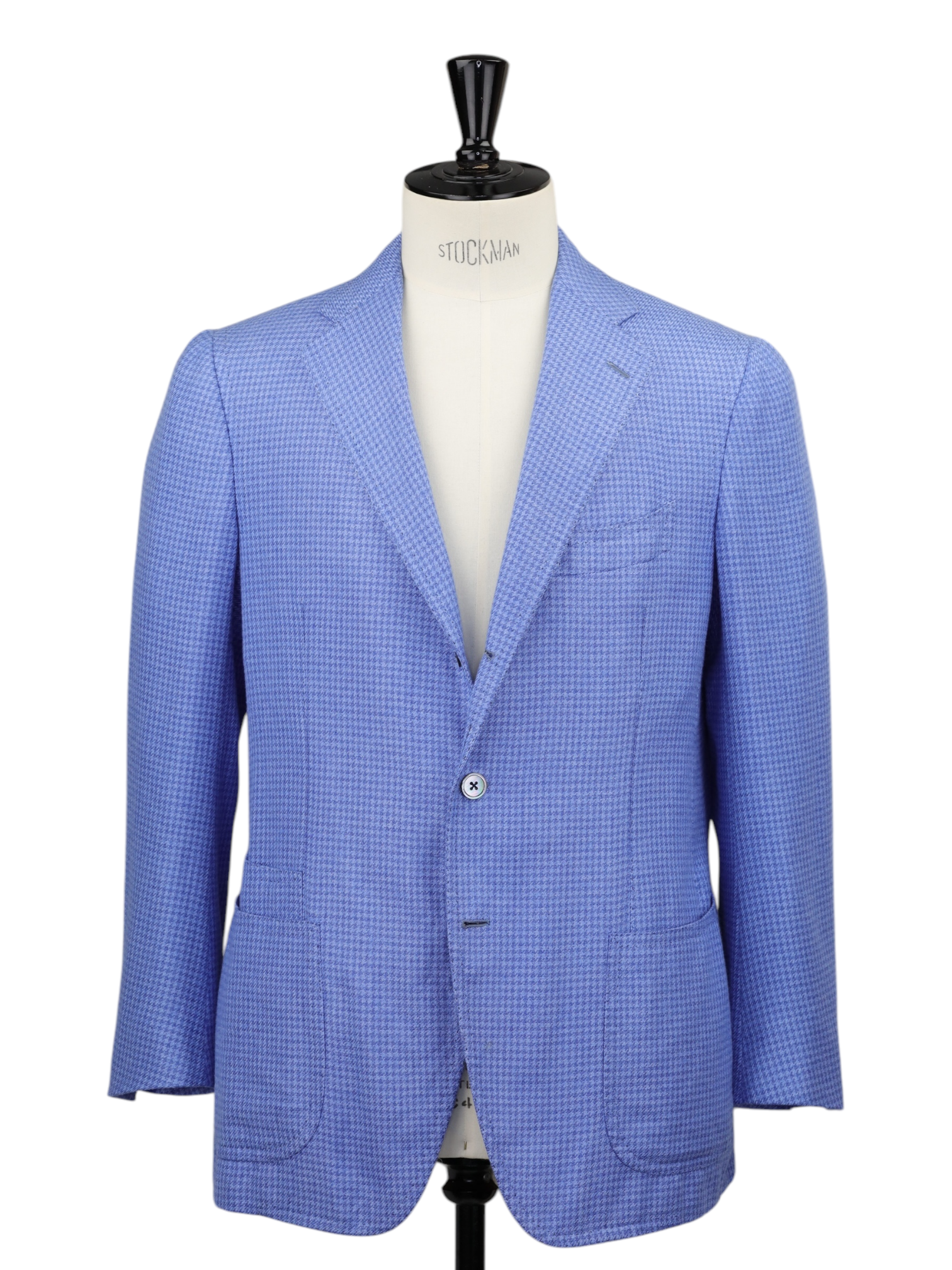 Cesare Attolini Sky Blue Silk & Cashmere Pied de Poule Jacket