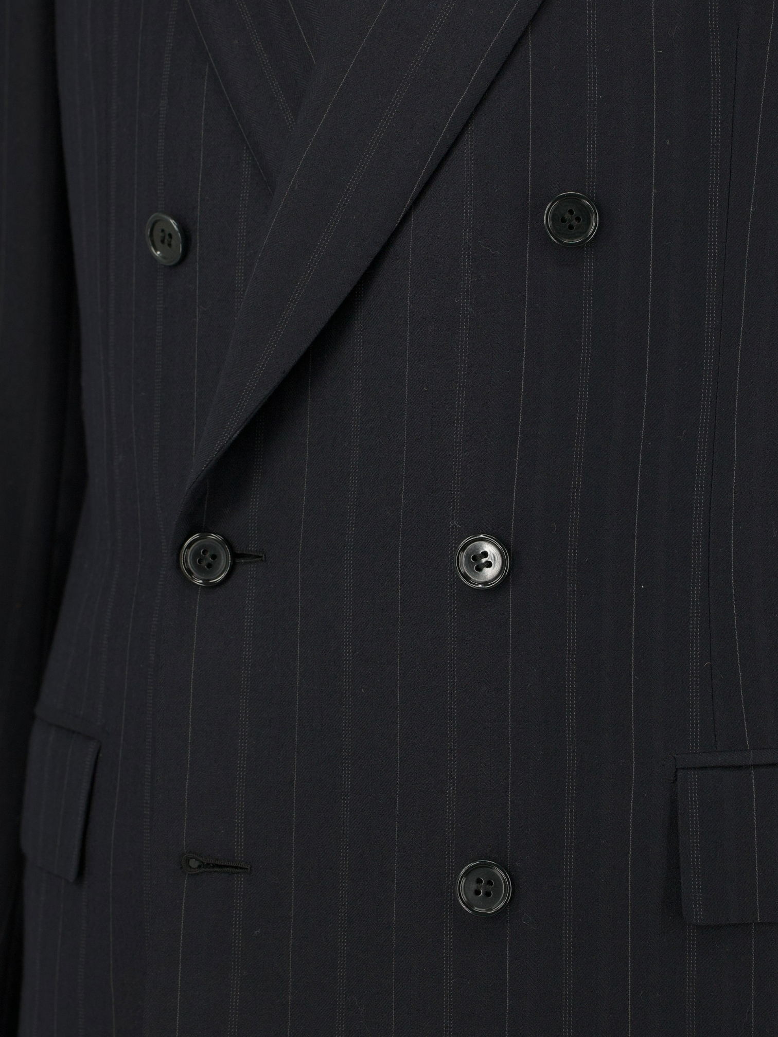 Brioni Navy Vintage Wool Double-Breasted Multi Pinstripe Suit