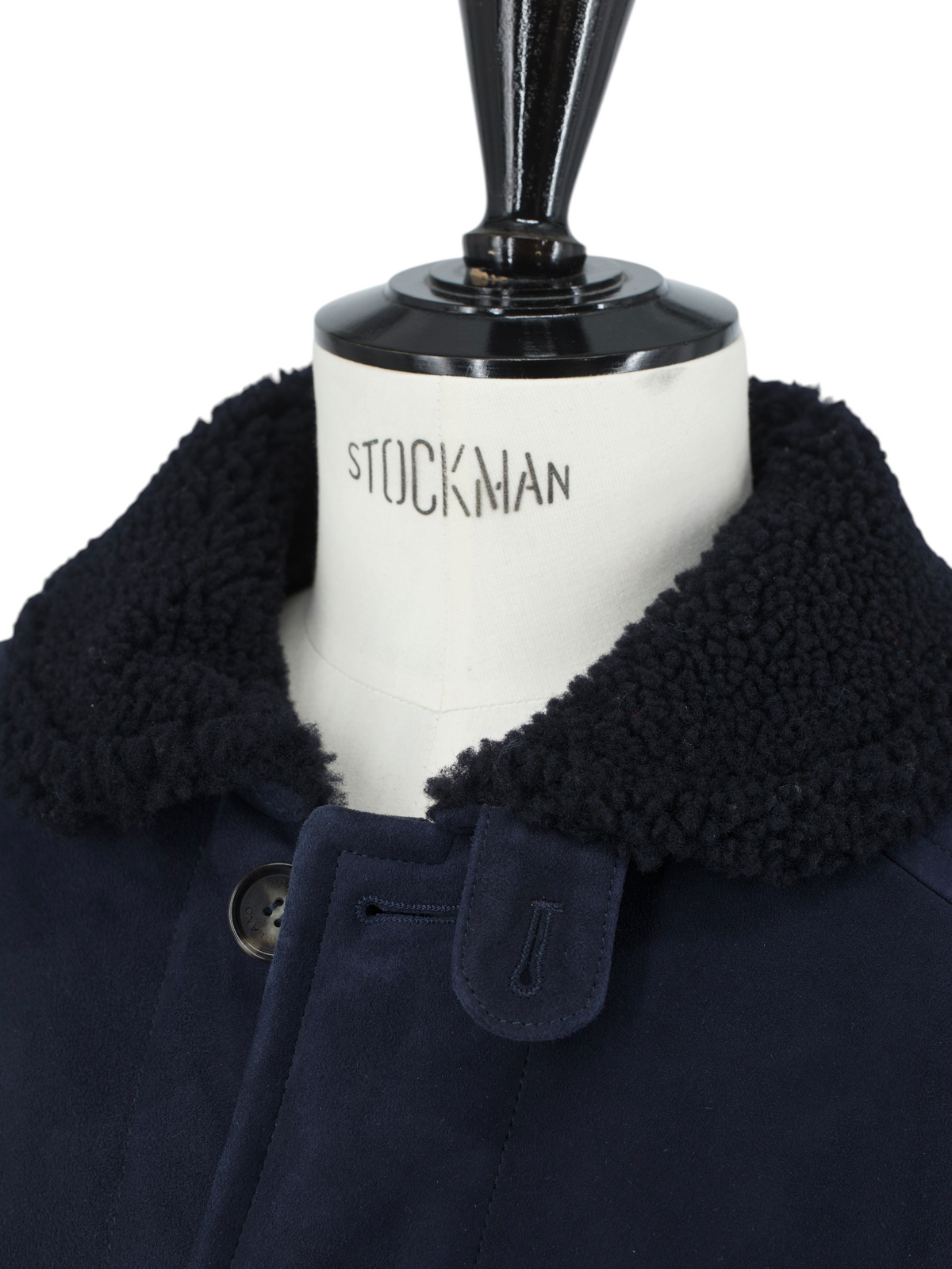 Valstar Navy Lambskin-Suede Shearling Deck Jacket