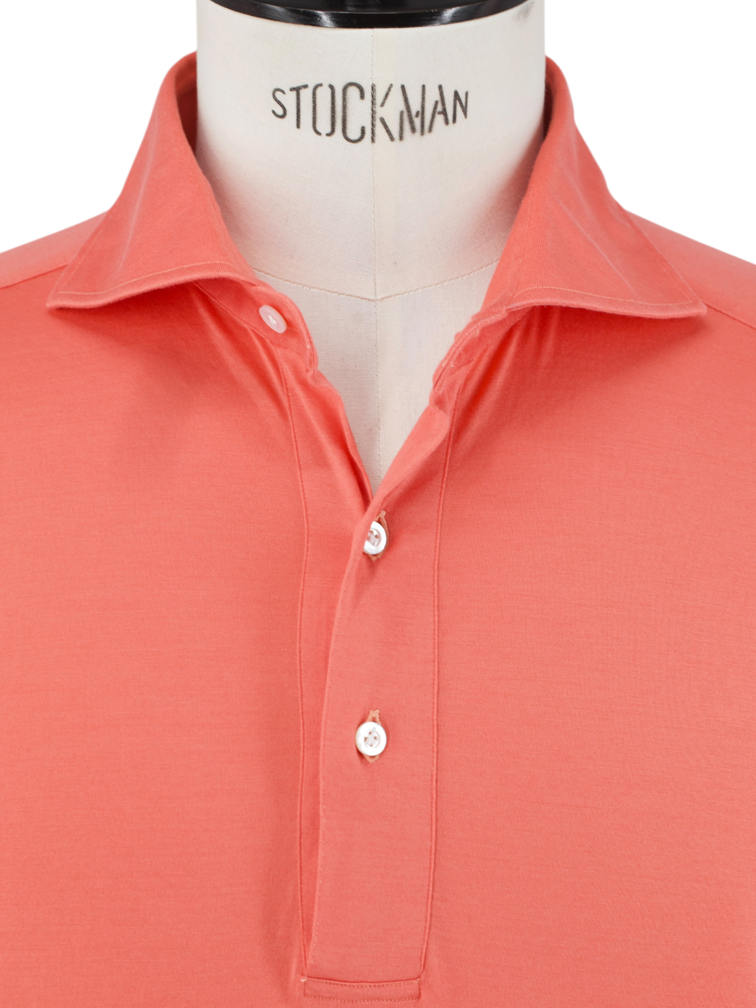 Fray Coral Red Mercerized-Cotton Short-Sleeve Polo