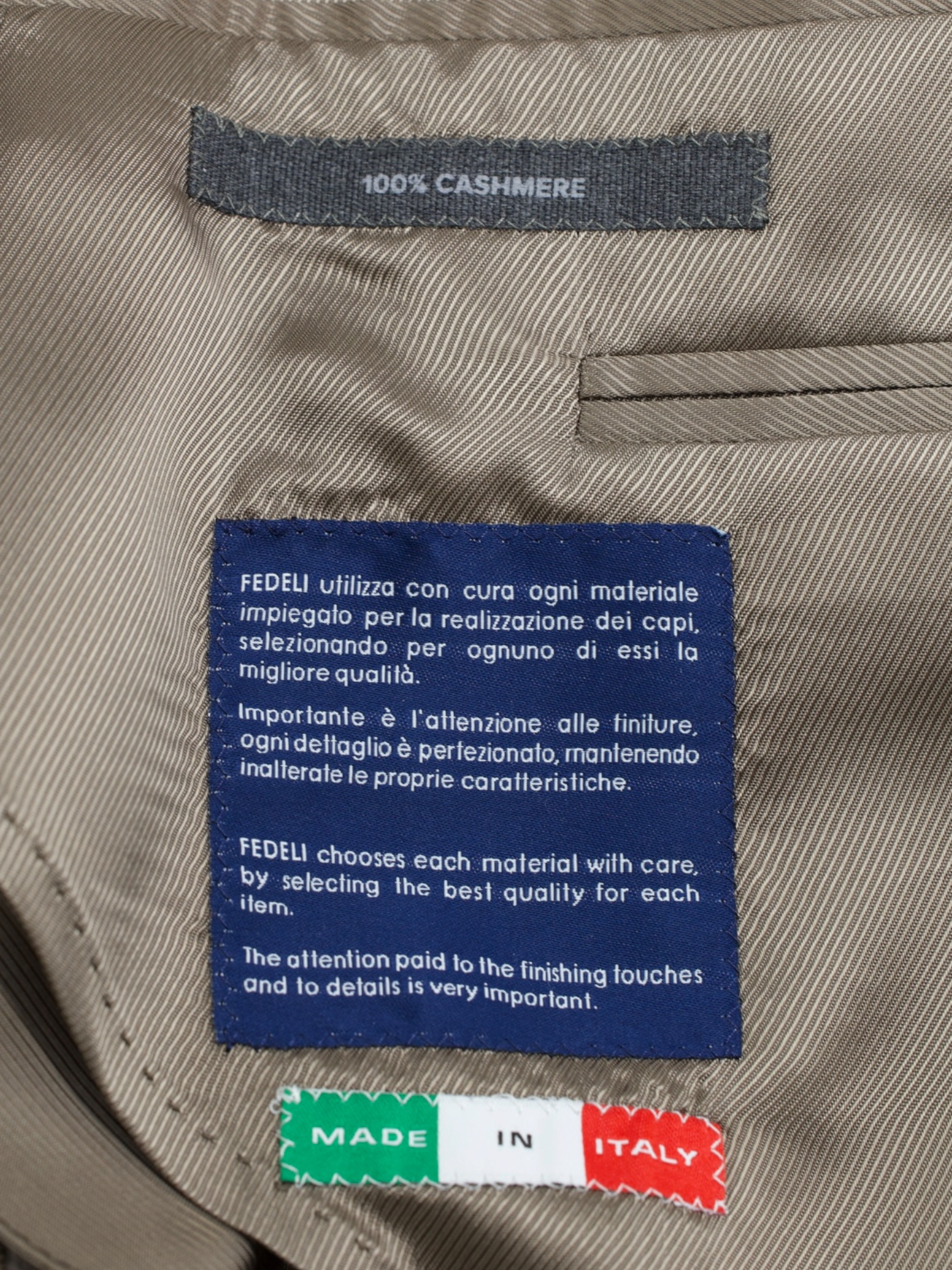 Fedeli Greige Pure Cashmere Tubular-Collar "Damon" Jacket