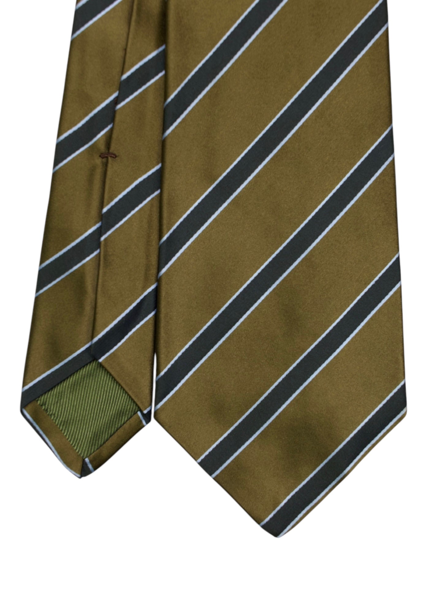 Kiton 5-Fold Bronze & Dark Brown Silk Striped Tie