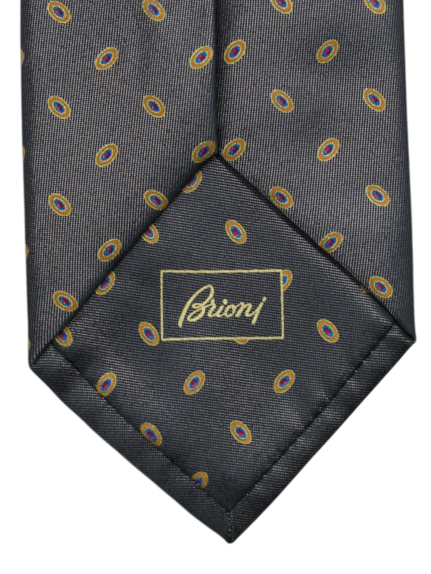 Brioni Drab Olive & Light Brown Silk Medaillon Pattern Tie