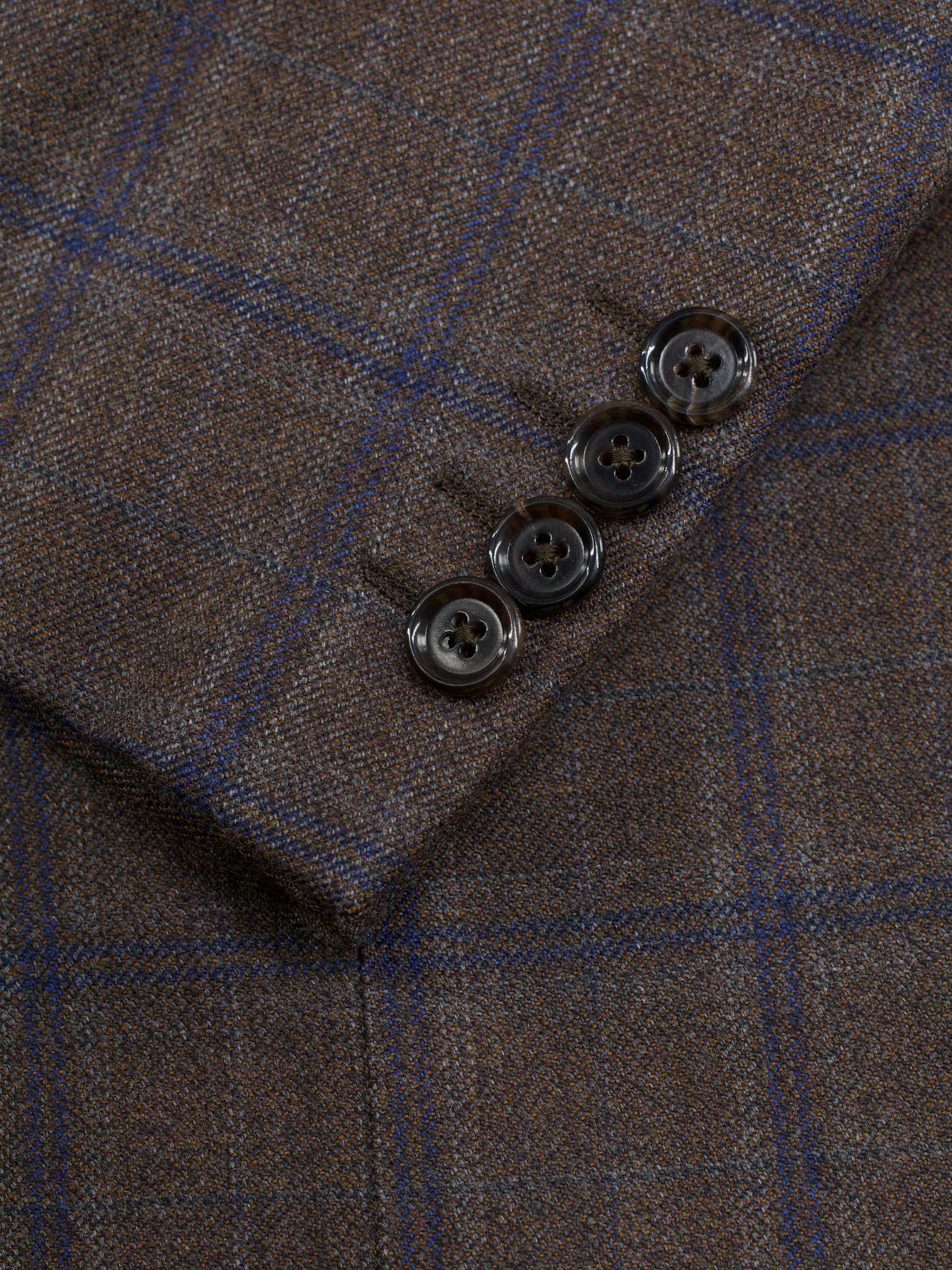 Caruso Brown & Blue Pure-Wool Windowpane Jacket